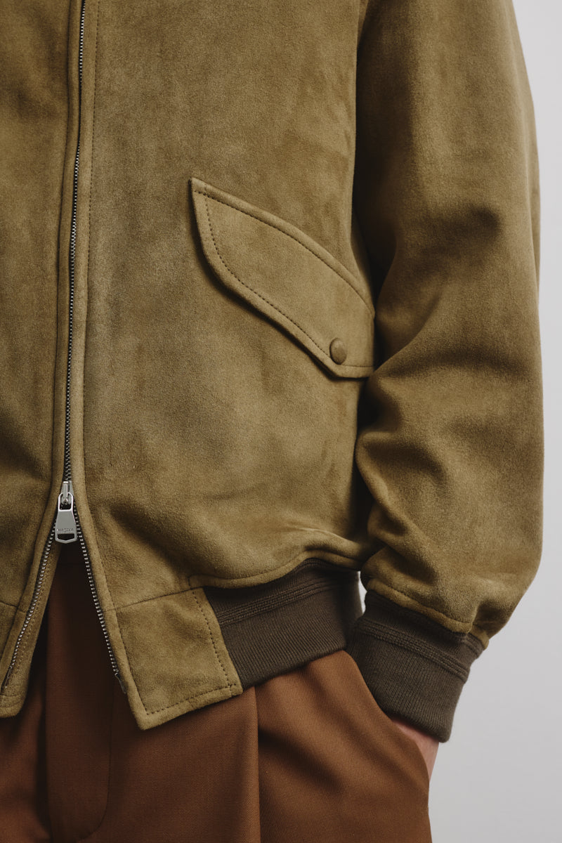 Giubbotto bomber Sergent in suede, sfoderato: Green - Soldier
