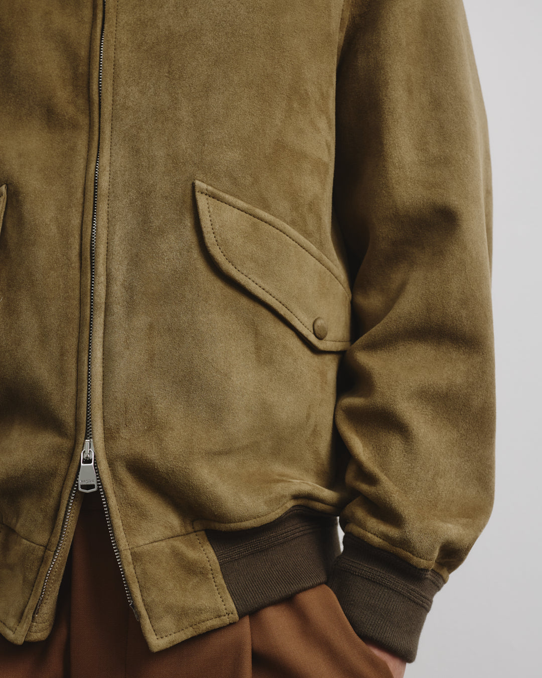 Giubbotto bomber Sergent in suede, sfoderato. Verde - Soldier