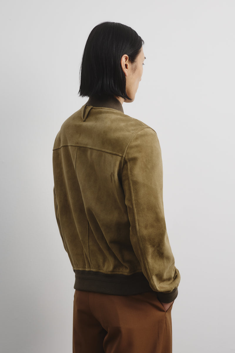 Giubbotto bomber Sergent in suede, sfoderato: Green - Soldier
