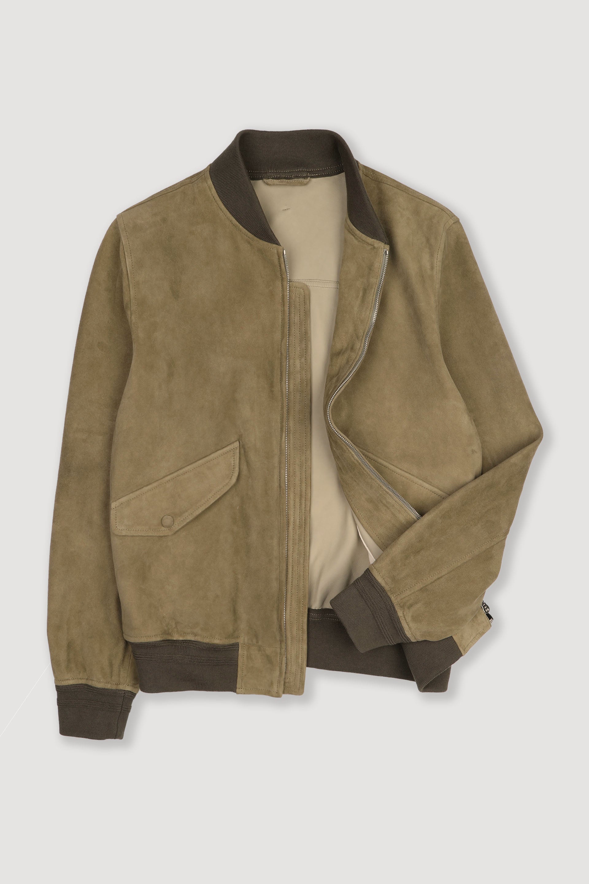 Giubbotto bomber Sergent in suede, sfoderato: Green - Soldier