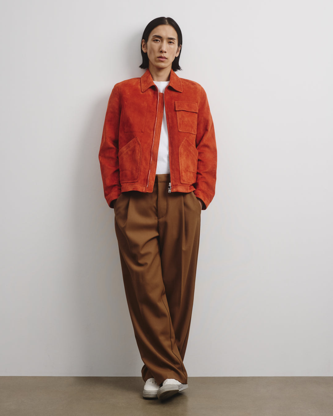 Giubbotto Brad in suede, sfoderato. Arancione - Coccio