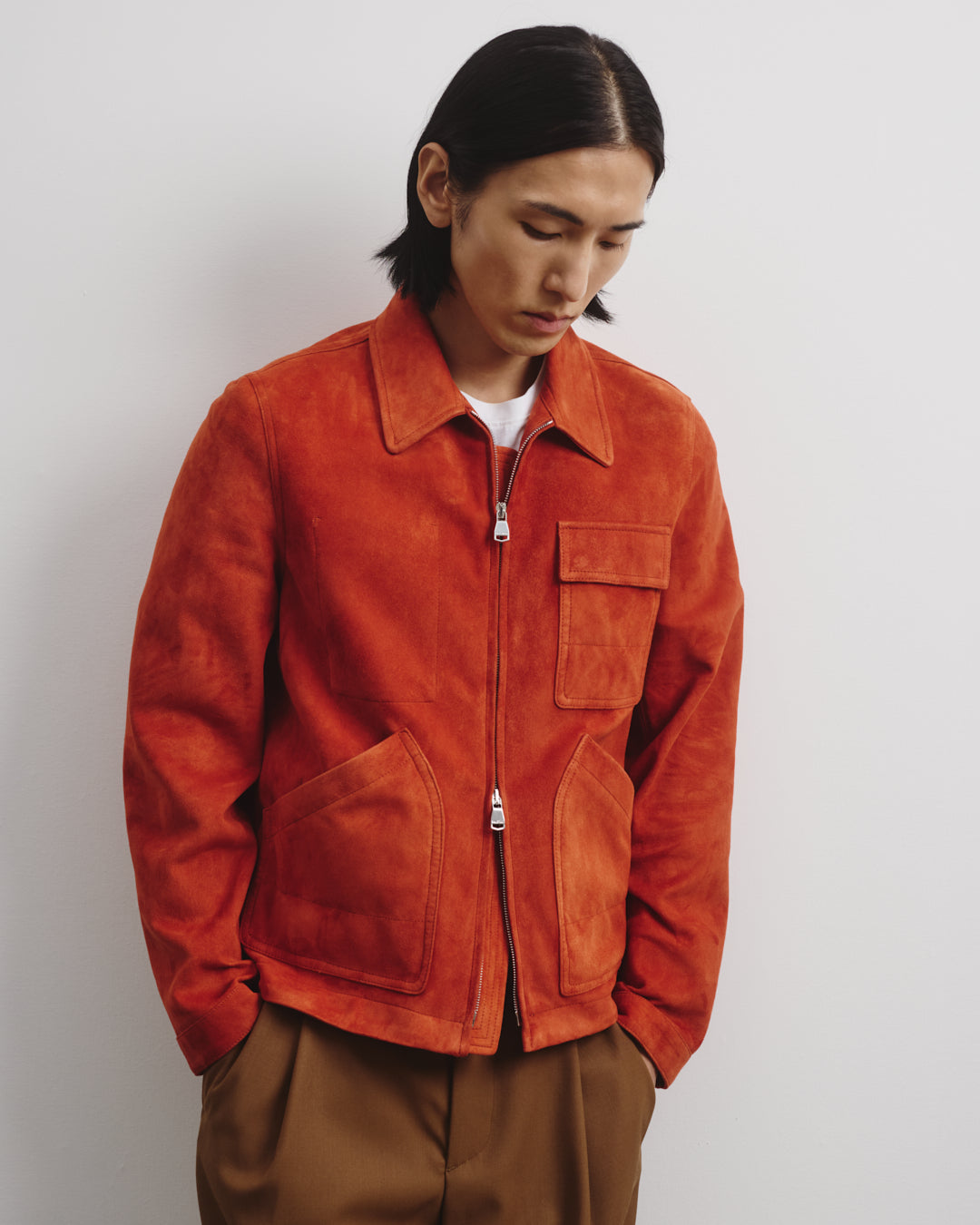 Giubbotto Brad in suede, sfoderato. Arancione - Coccio