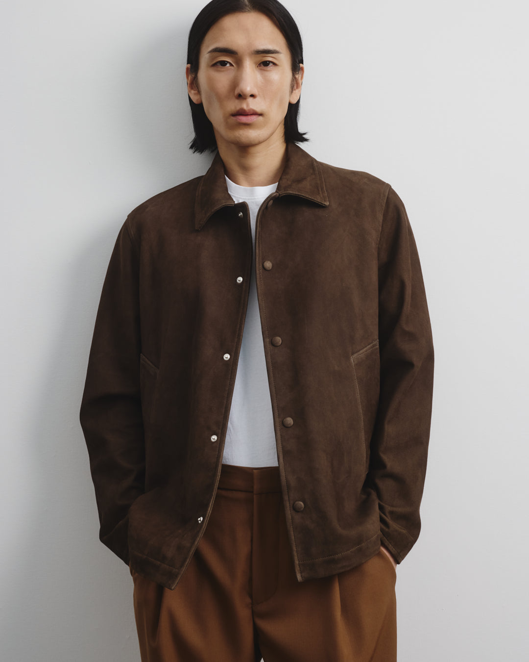 Coach jacket Ted in suede, sfoderata. Verde - Muschio