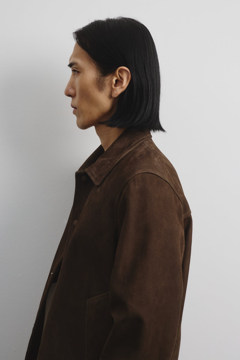Coach jacket Ted in suede, sfoderata. Verde - Muschio