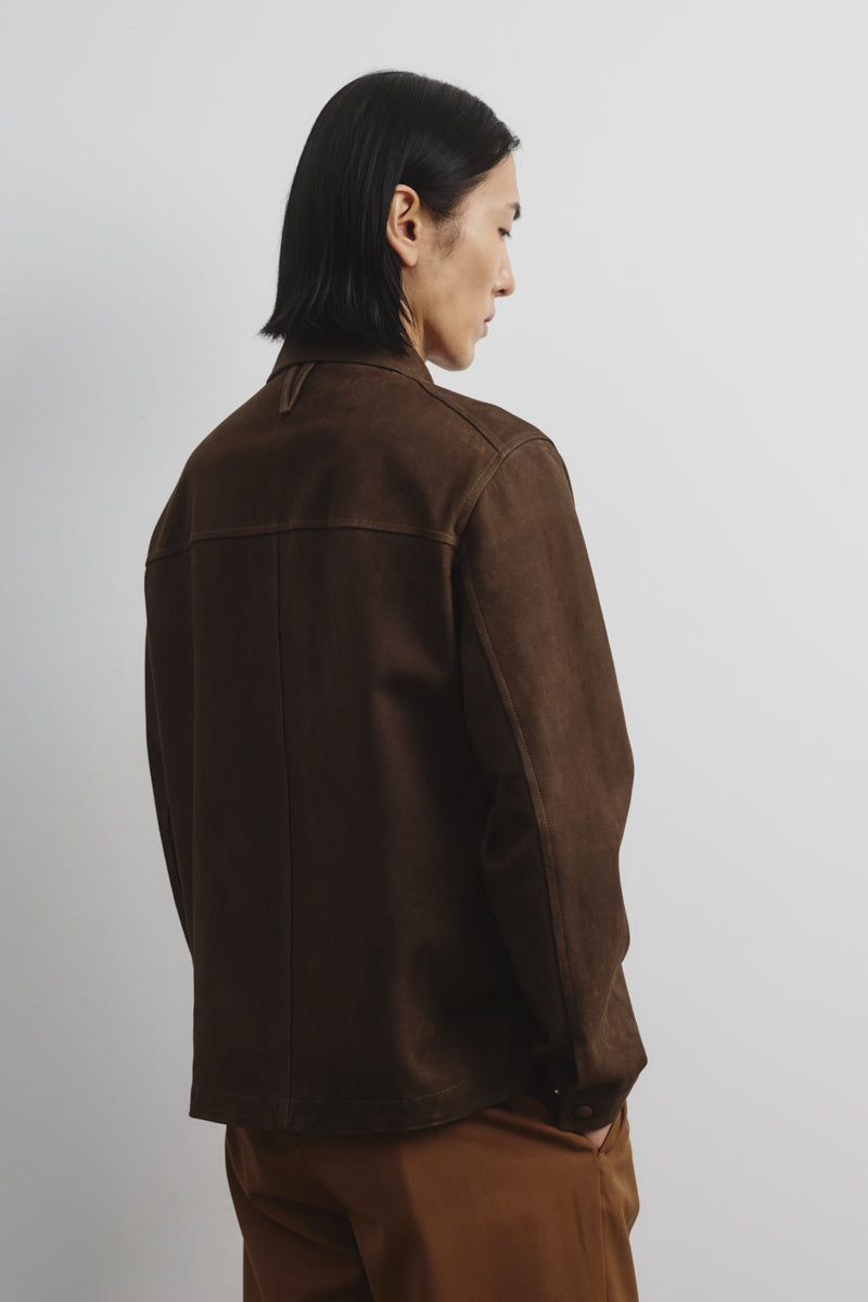 Coach jacket Ted in suede, sfoderata. Verde - Muschio