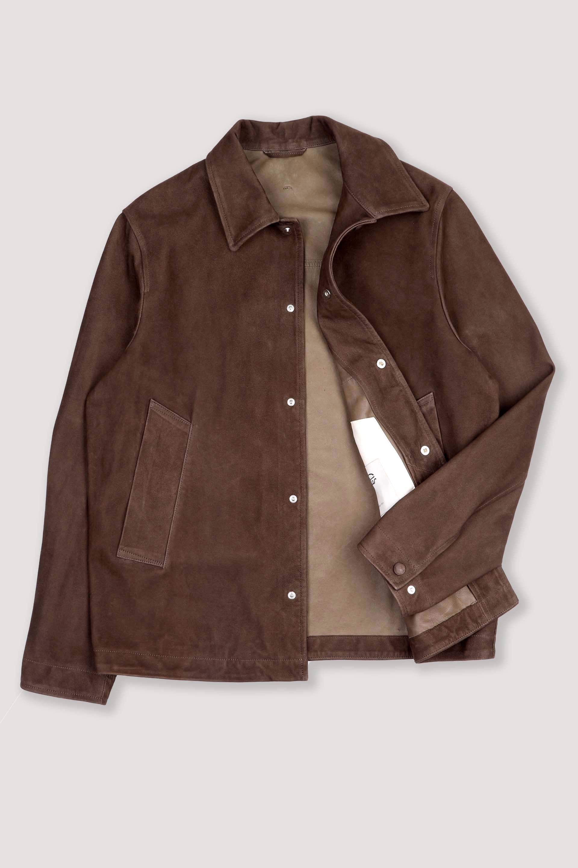 Coach jacket Ted in suede, sfoderata. Verde - Muschio