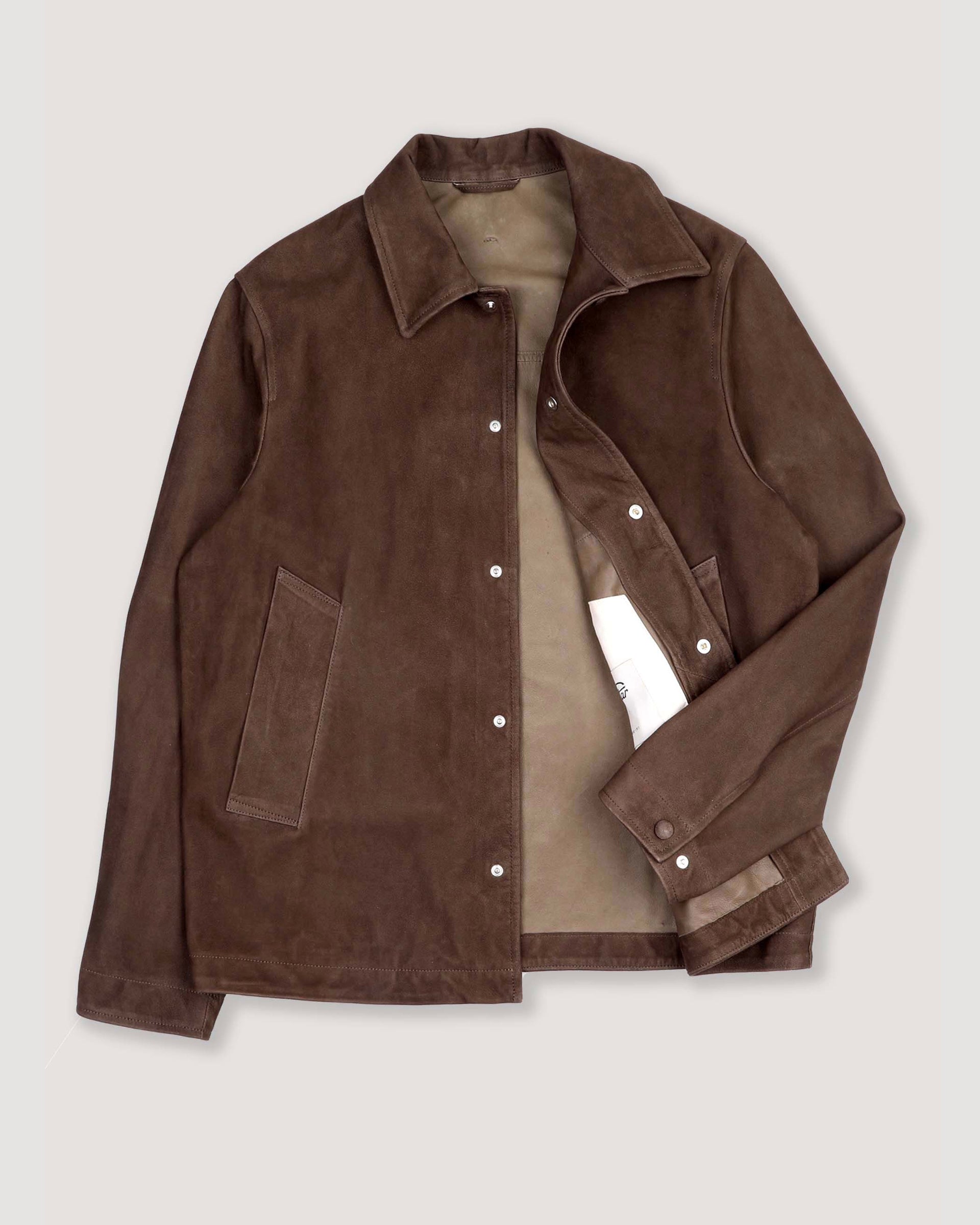 Coach jacket Ted in suede, sfoderata. Verde - Muschio