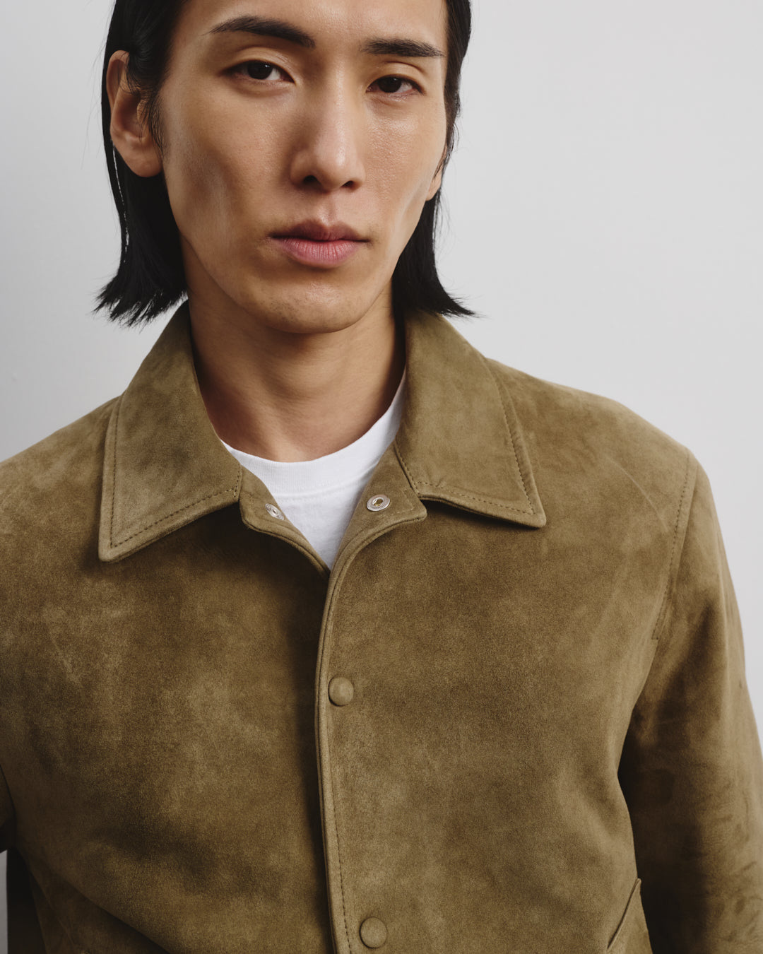 Coach jacket Ted in suede, sfoderata. Verde - Soldier