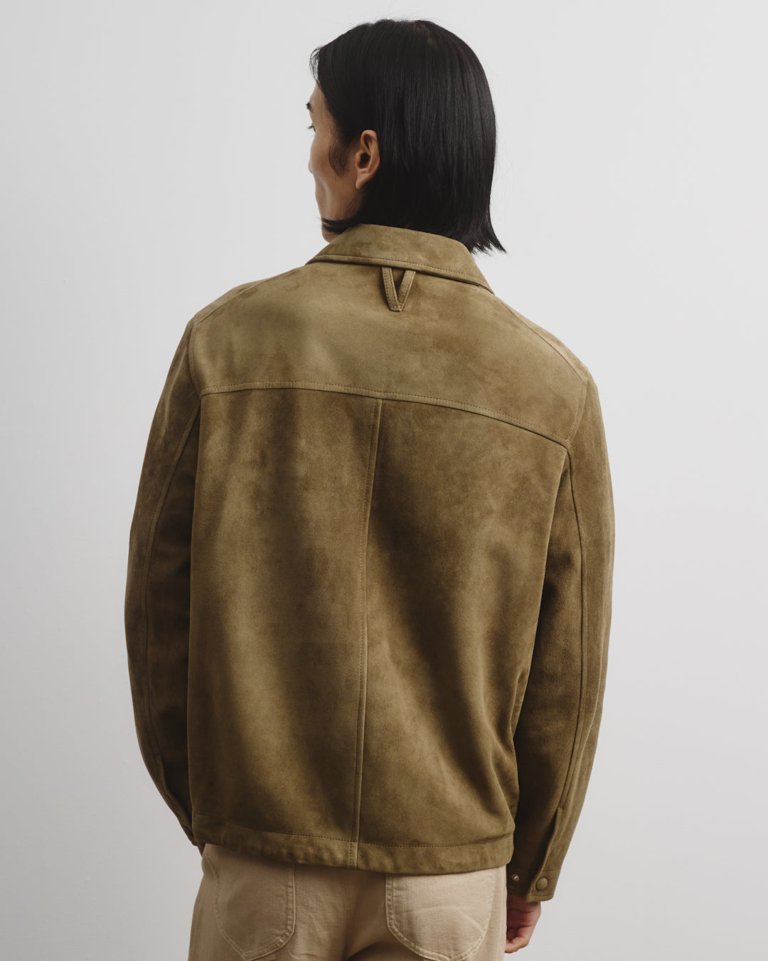Coach jacket Ted in suede, sfoderata. Verde - Soldier