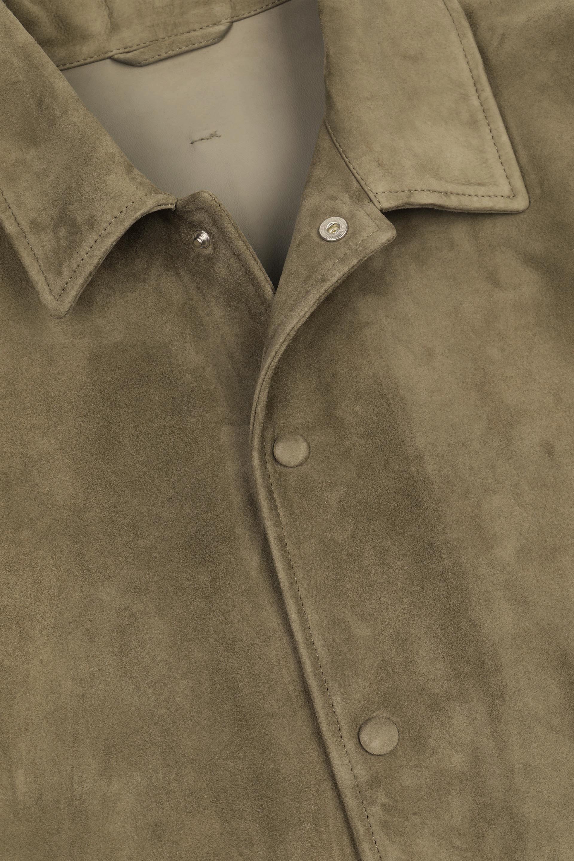 Coach jacket Ted in suede, sfoderata. Verde - Soldier