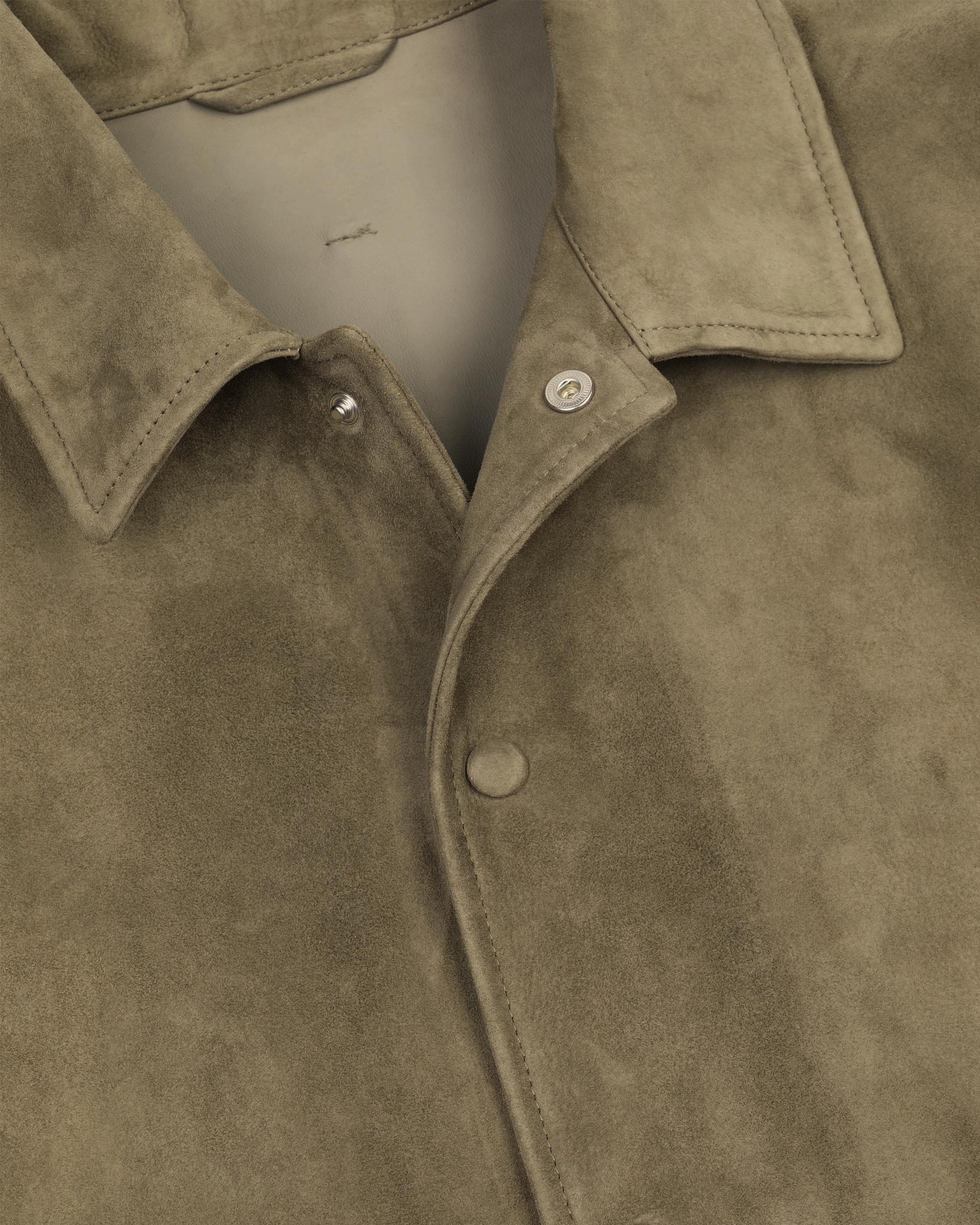 Coach jacket Ted in suede, sfoderata. Verde - Soldier