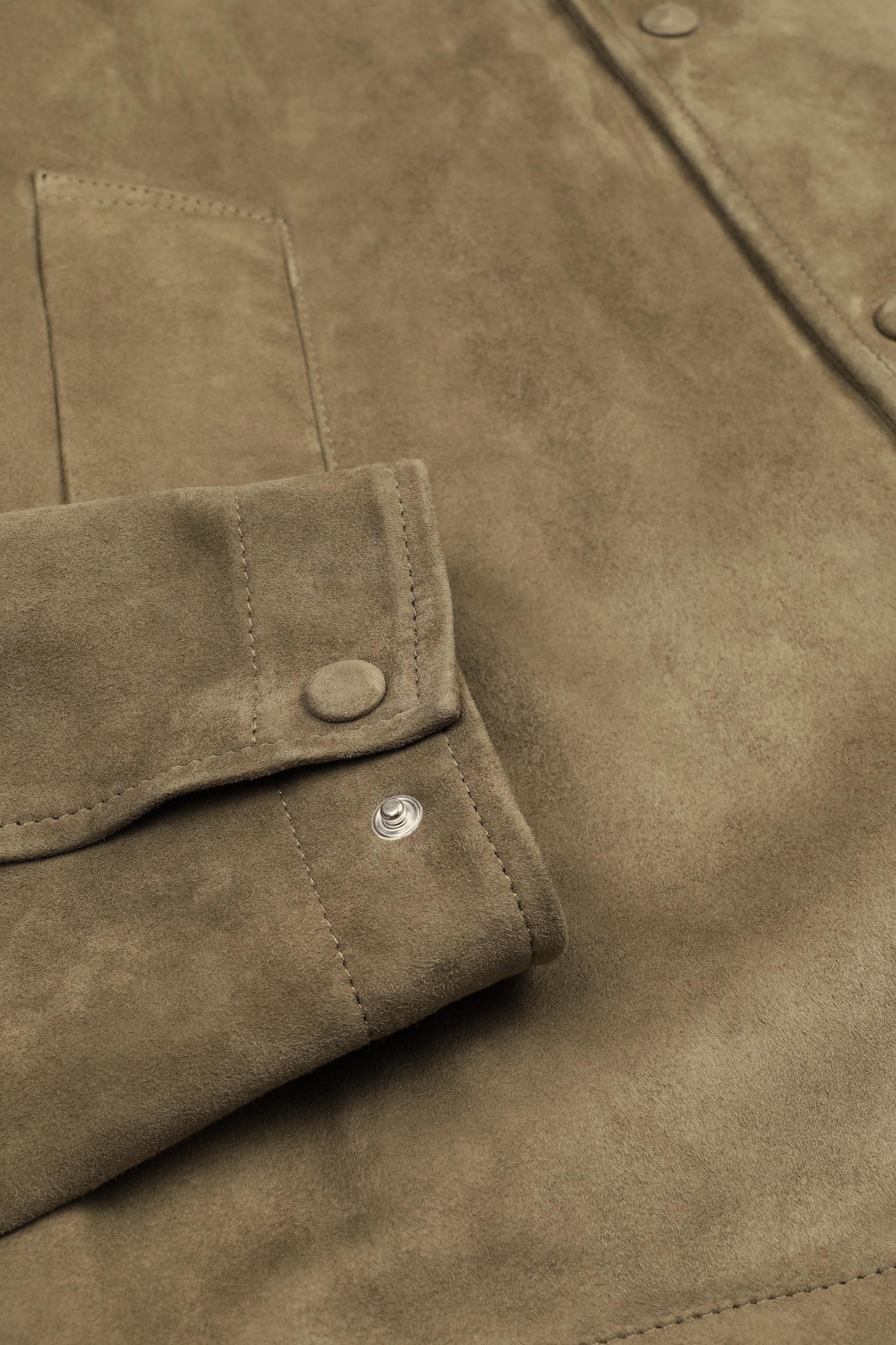 Coach jacket Ted in suede, sfoderata. Verde - Soldier