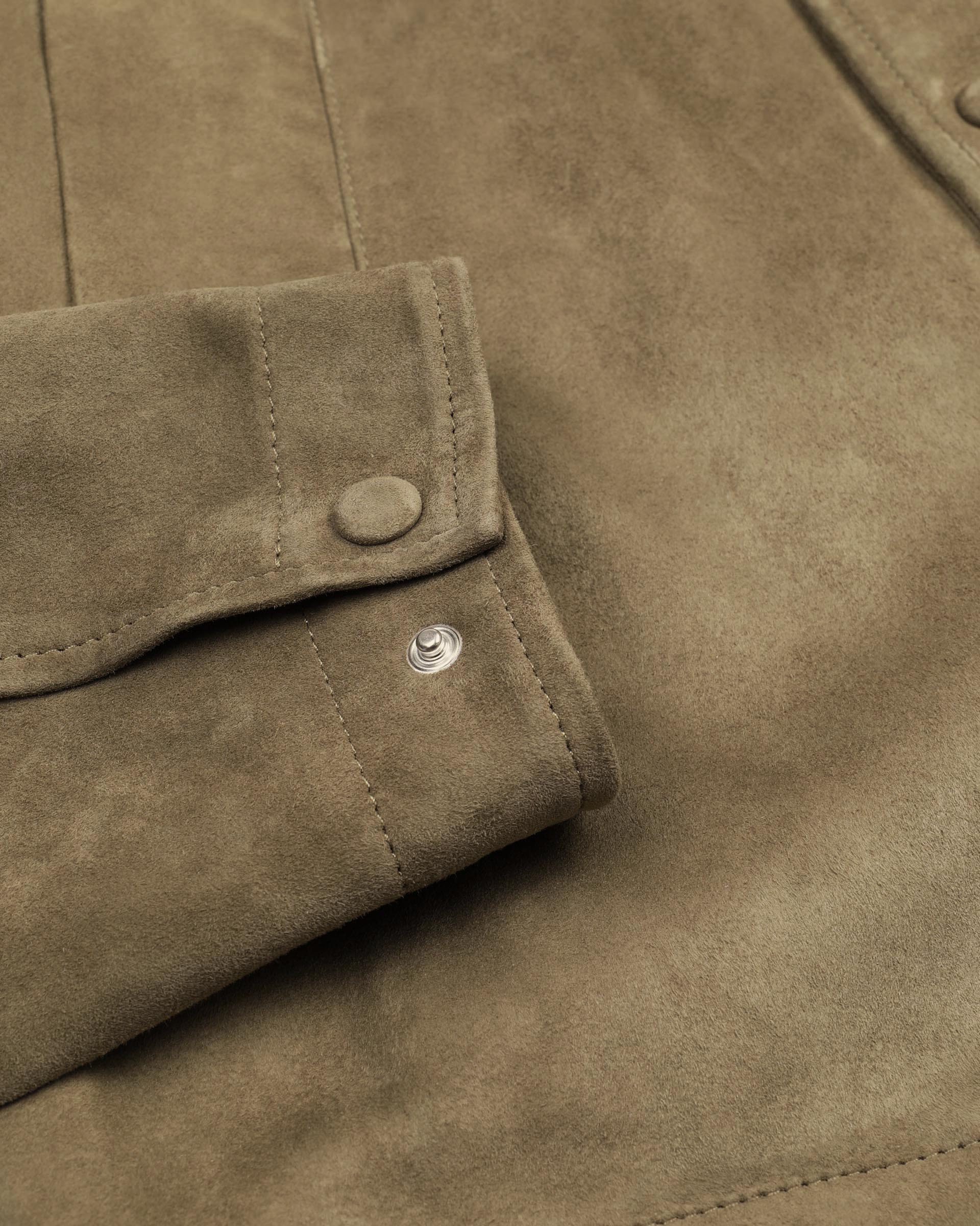 Coach jacket Ted in suede, sfoderata. Verde - Soldier