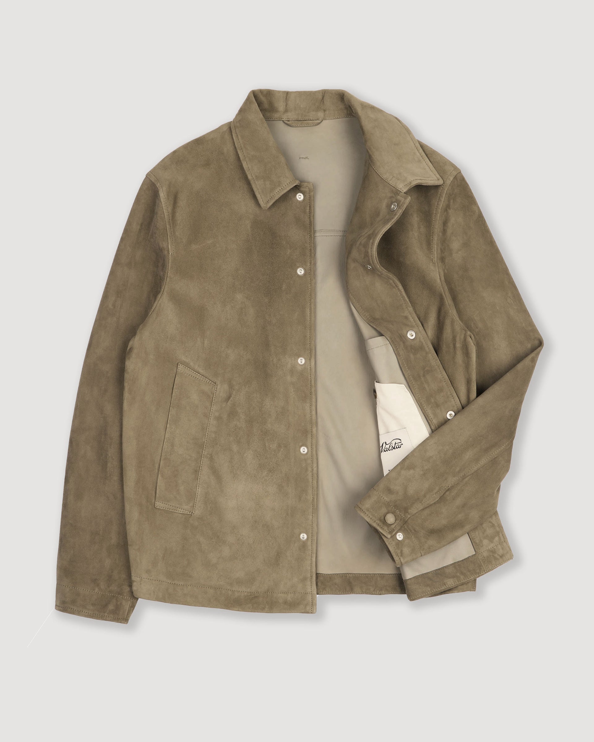 Coach jacket Ted in suede, sfoderata. Verde - Soldier