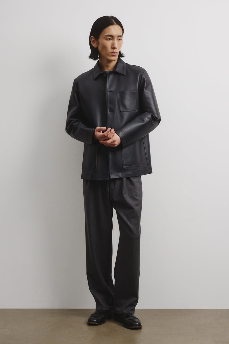 Work jacket Luke in nappa, sfoderata. - Navy blue
