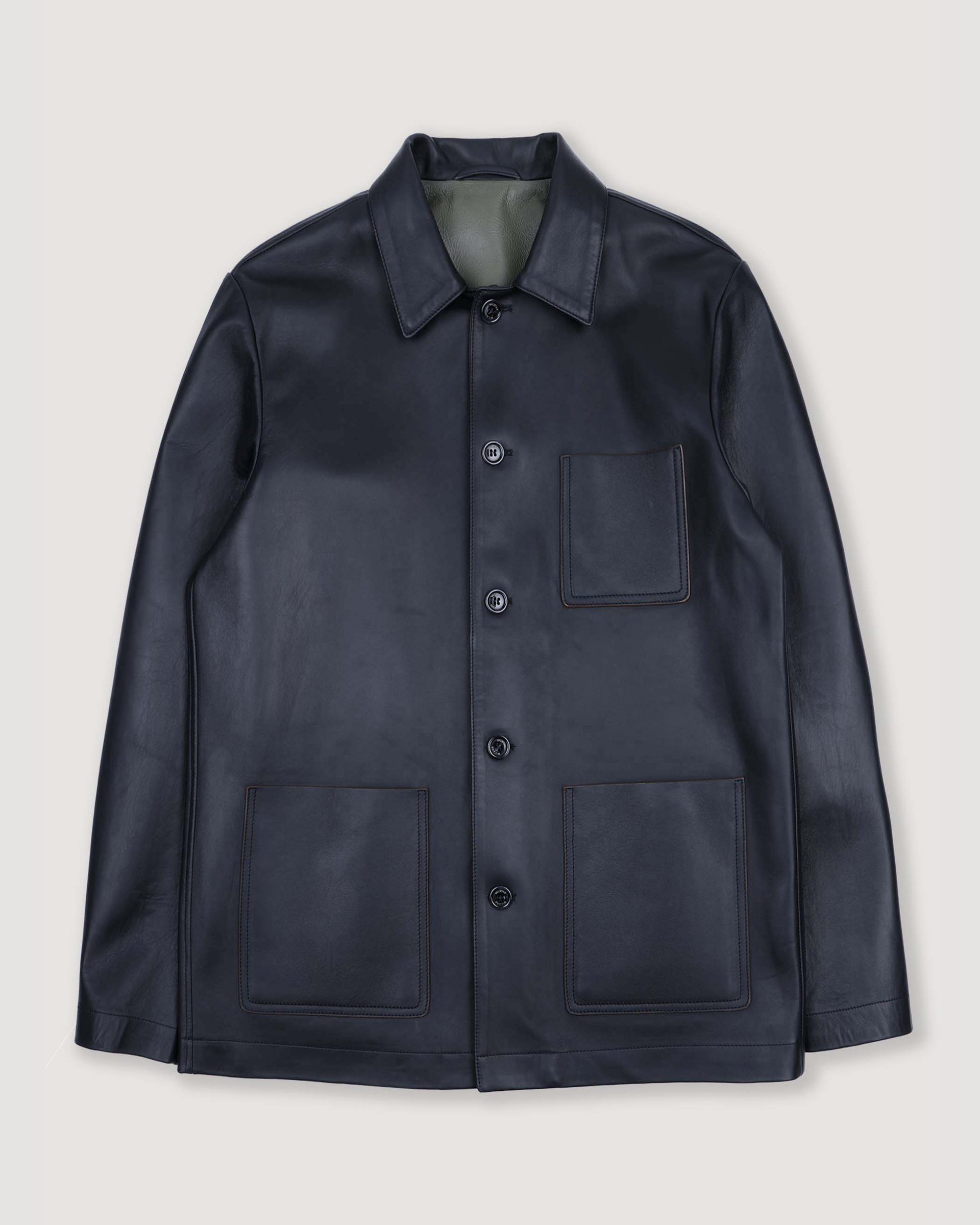 Work jacket Luke in nappa, sfoderata. Blu - Navy