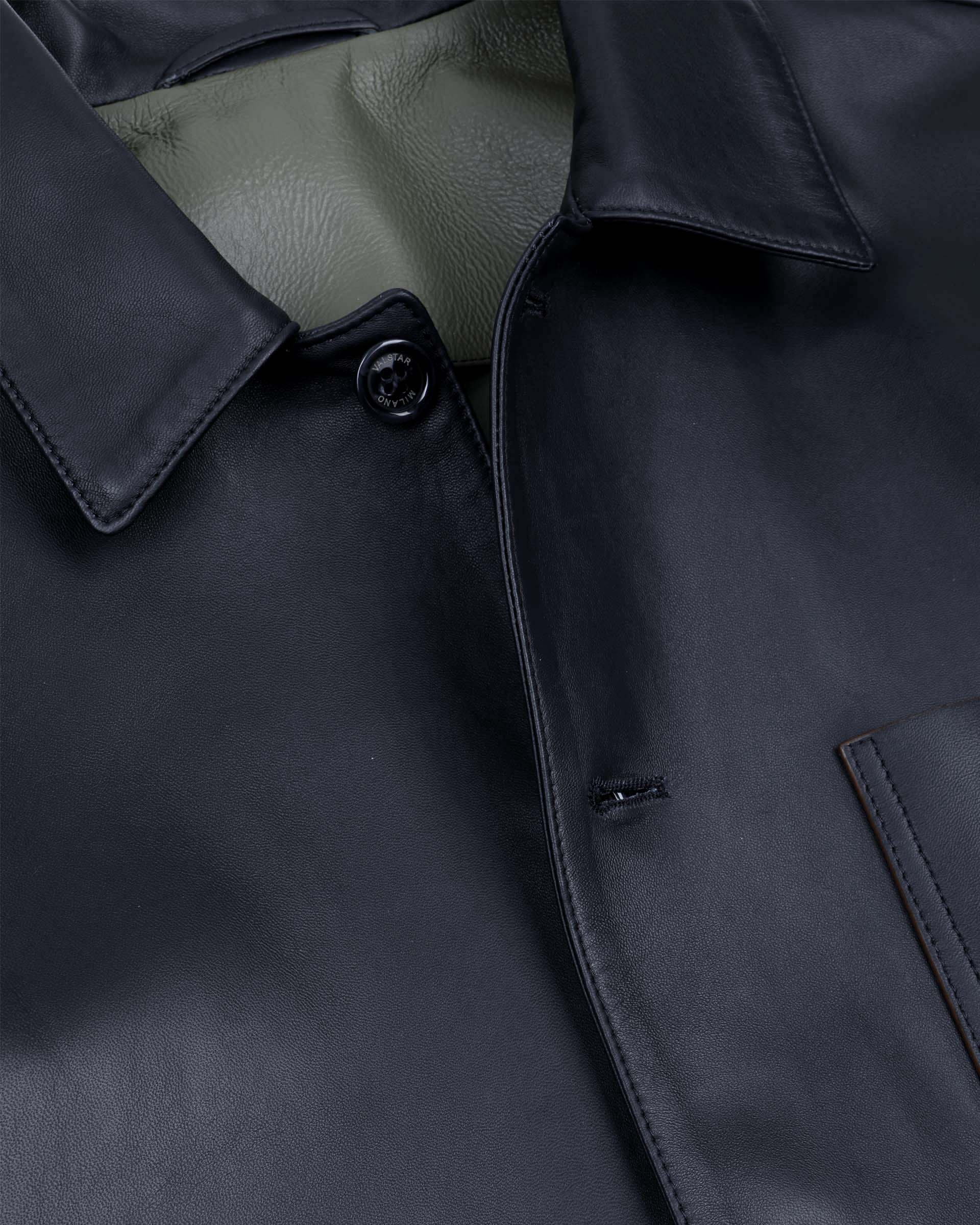 Work jacket Luke in nappa, sfoderata. Blu - Navy