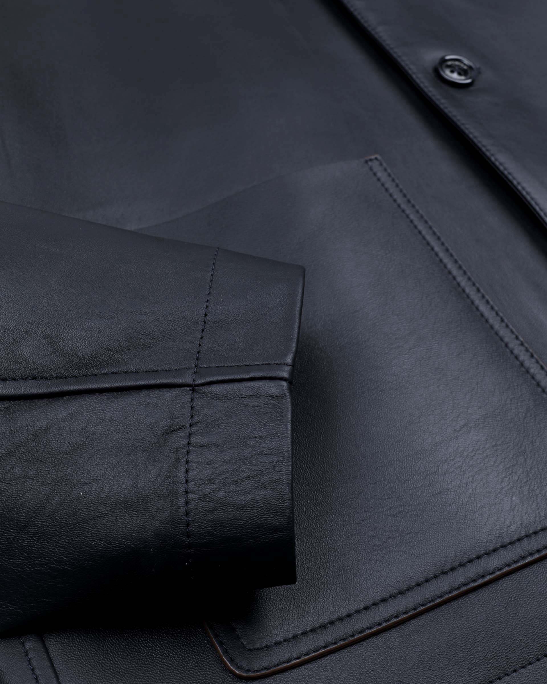 Work jacket Luke in nappa, sfoderata. Blu - Navy