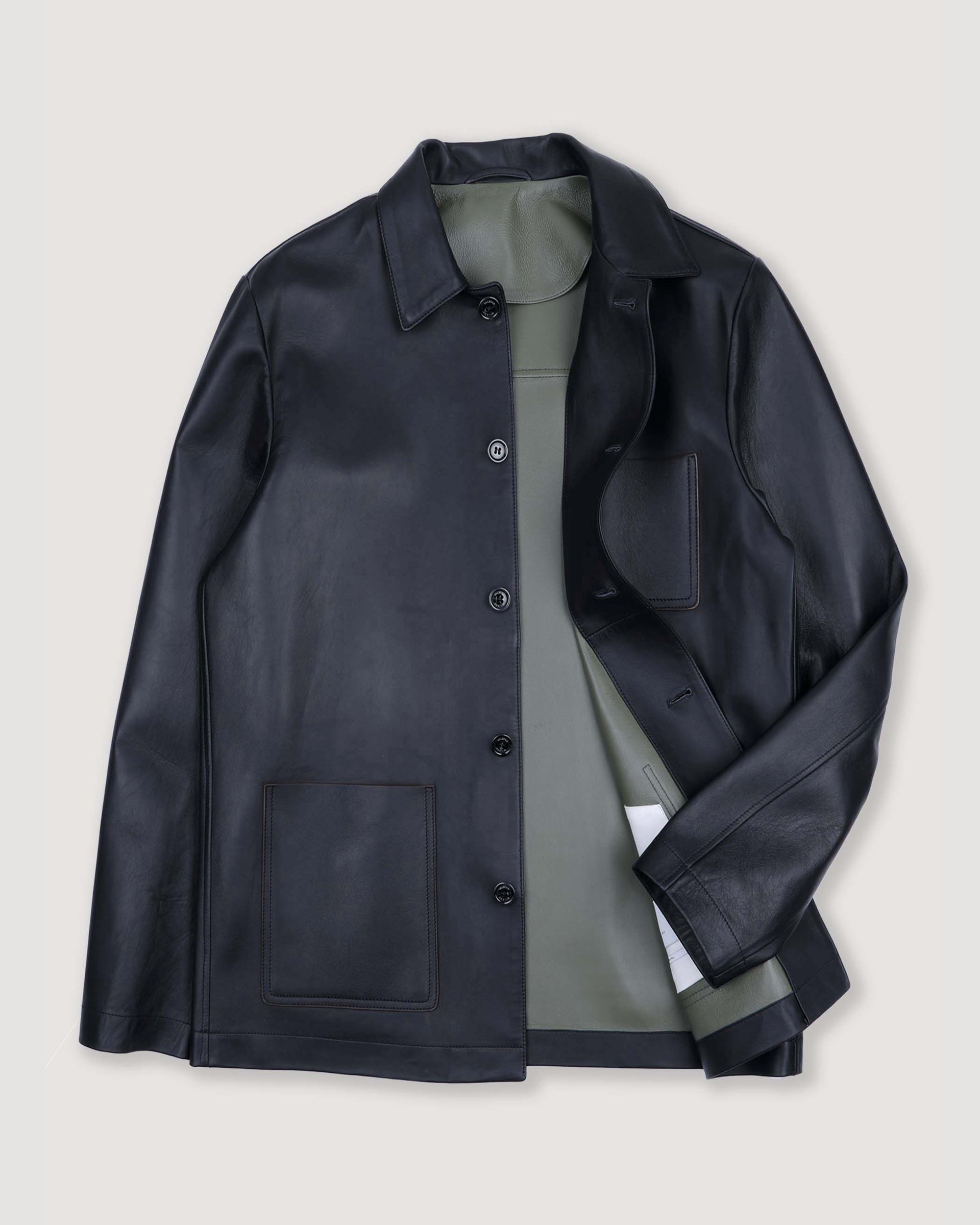 Work jacket Luke in nappa, sfoderata. Blu - Navy