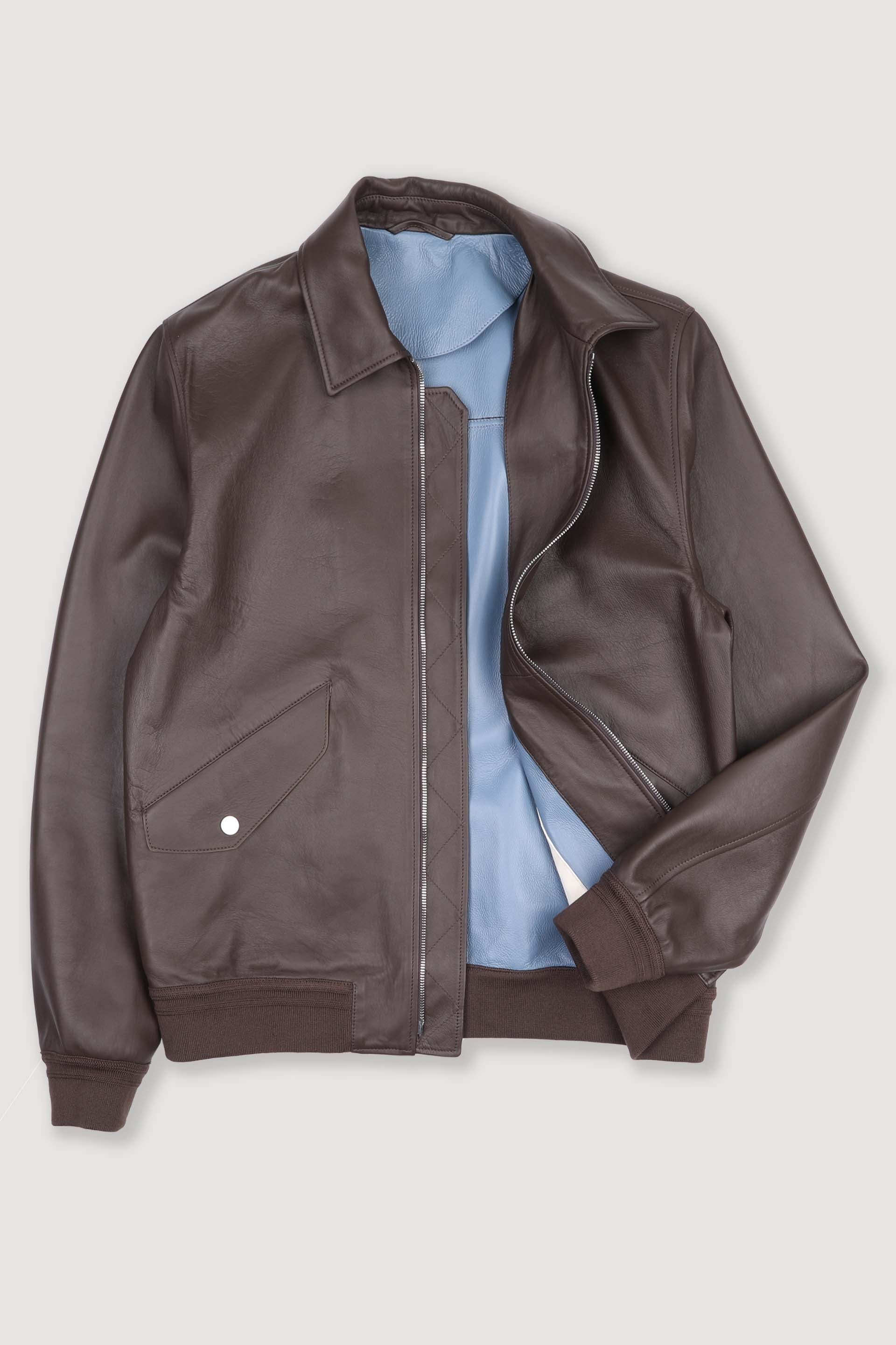 Roy unlined flight jacket in nappa leather. Brown - Caffè
