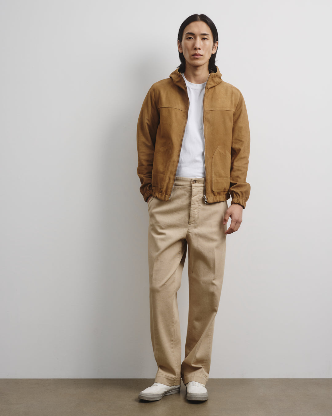 Giubbotto Coyle reversibile con cappuccio in suede e tessuto waterproof. Beige - Arachide/Military