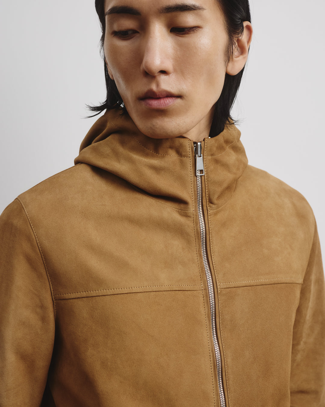 Giubbotto Coyle reversibile con cappuccio in suede e tessuto waterproof. Beige - Arachide/Military