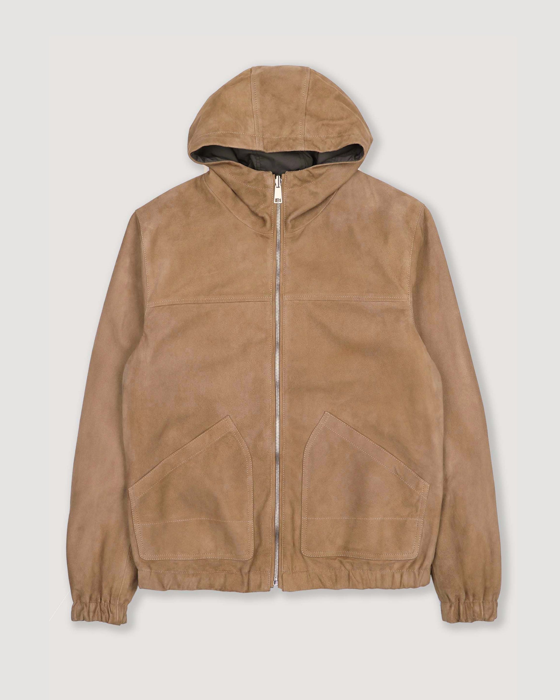 Giubbotto Coyle reversibile con cappuccio in suede e tessuto waterproof. Beige - Arachide/Military