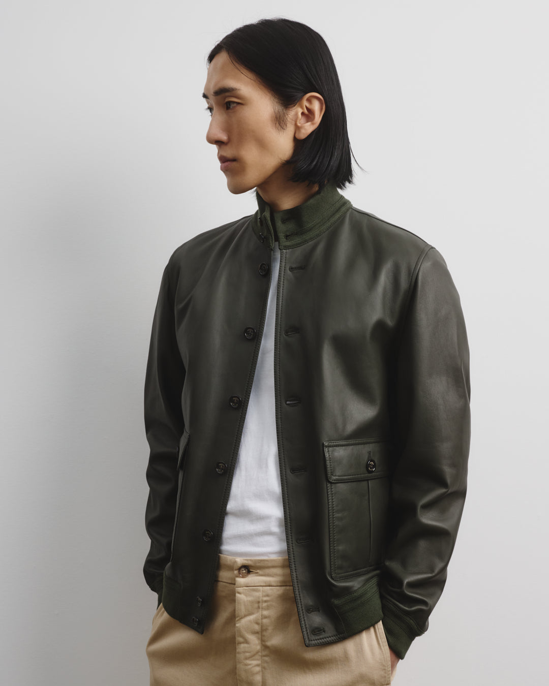 Unlined Valstarino jacket in nappa leather. Green - Caccia