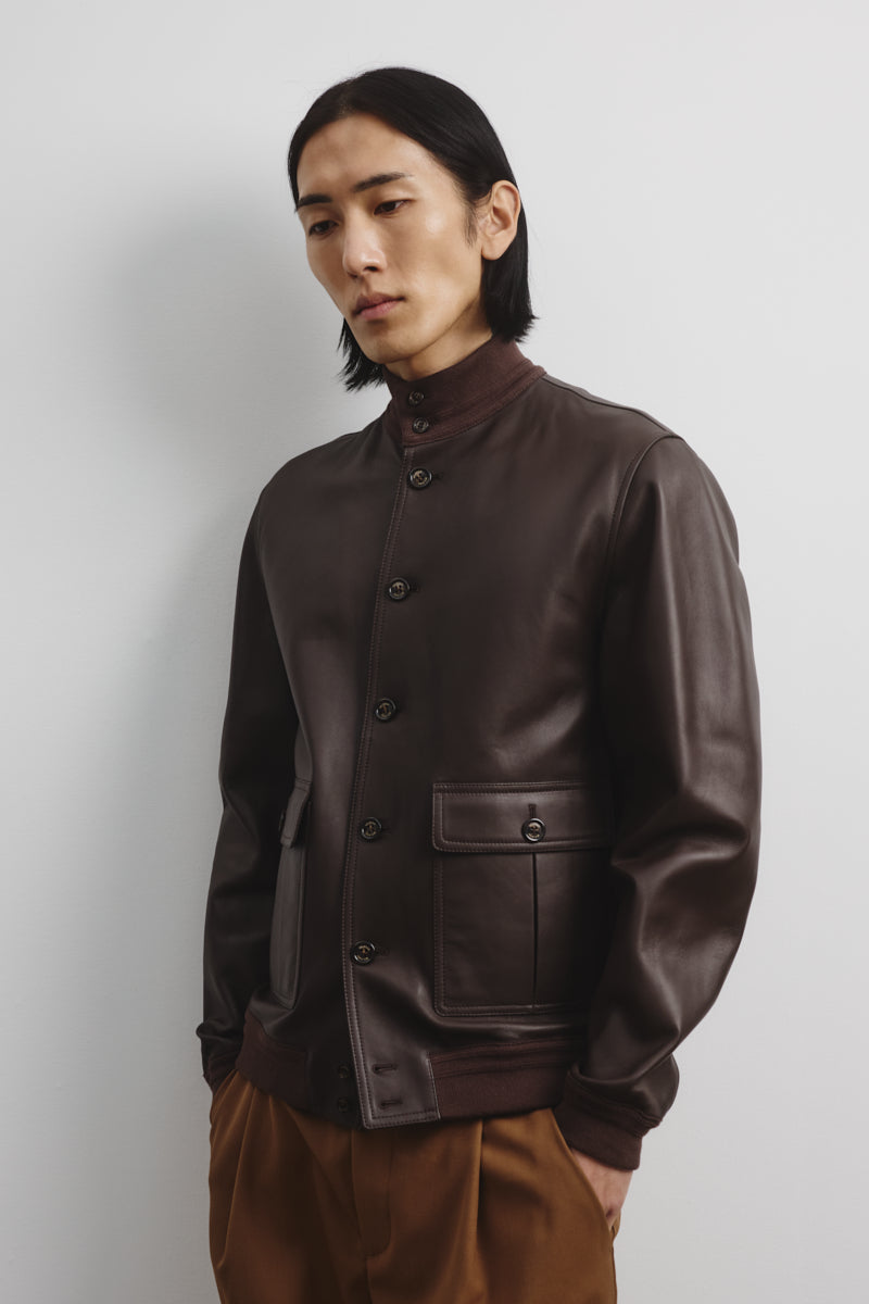 Valstar ダークブラウン 50 VALSTAR Valstarino Slim-Fit Suede Bomber Jacket IT50 Brown