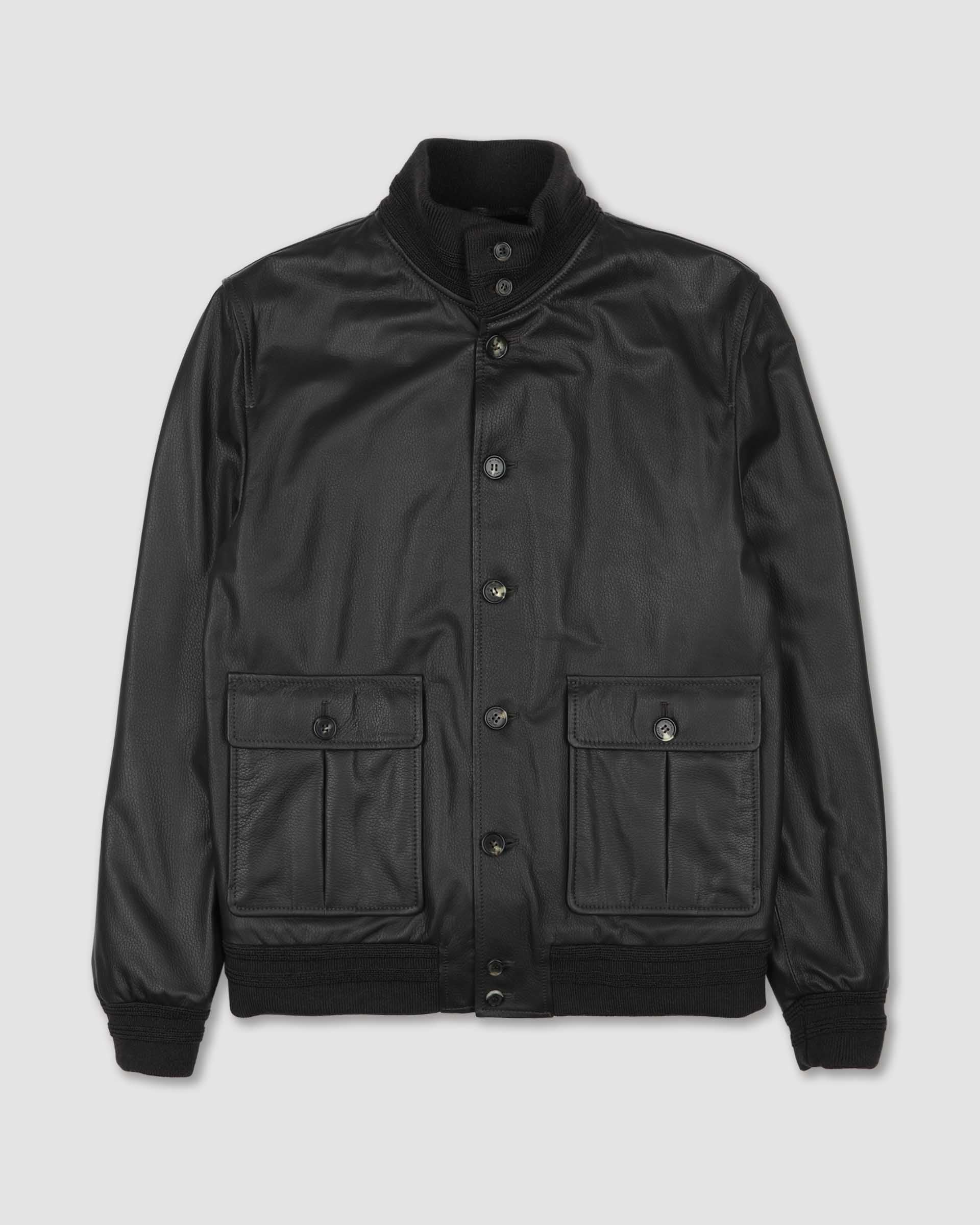 Giubbotto Valstarino in cervo con fodera in cashmere, loop su collo dietro. Marrone - Caffè