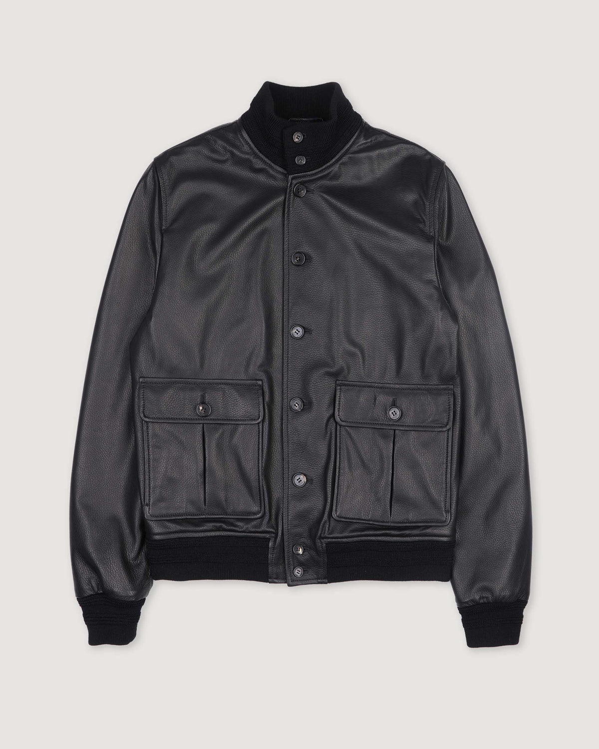 Giubbotto Valstarino in cervo con fodera in cashmere, loop su collo dietro. Black - Black