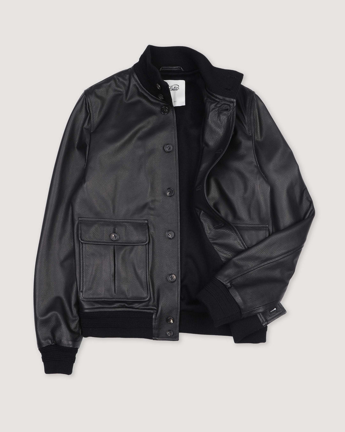 Giubbotto Valstarino in cervo con fodera in cashmere, loop su collo dietro. Black - Black