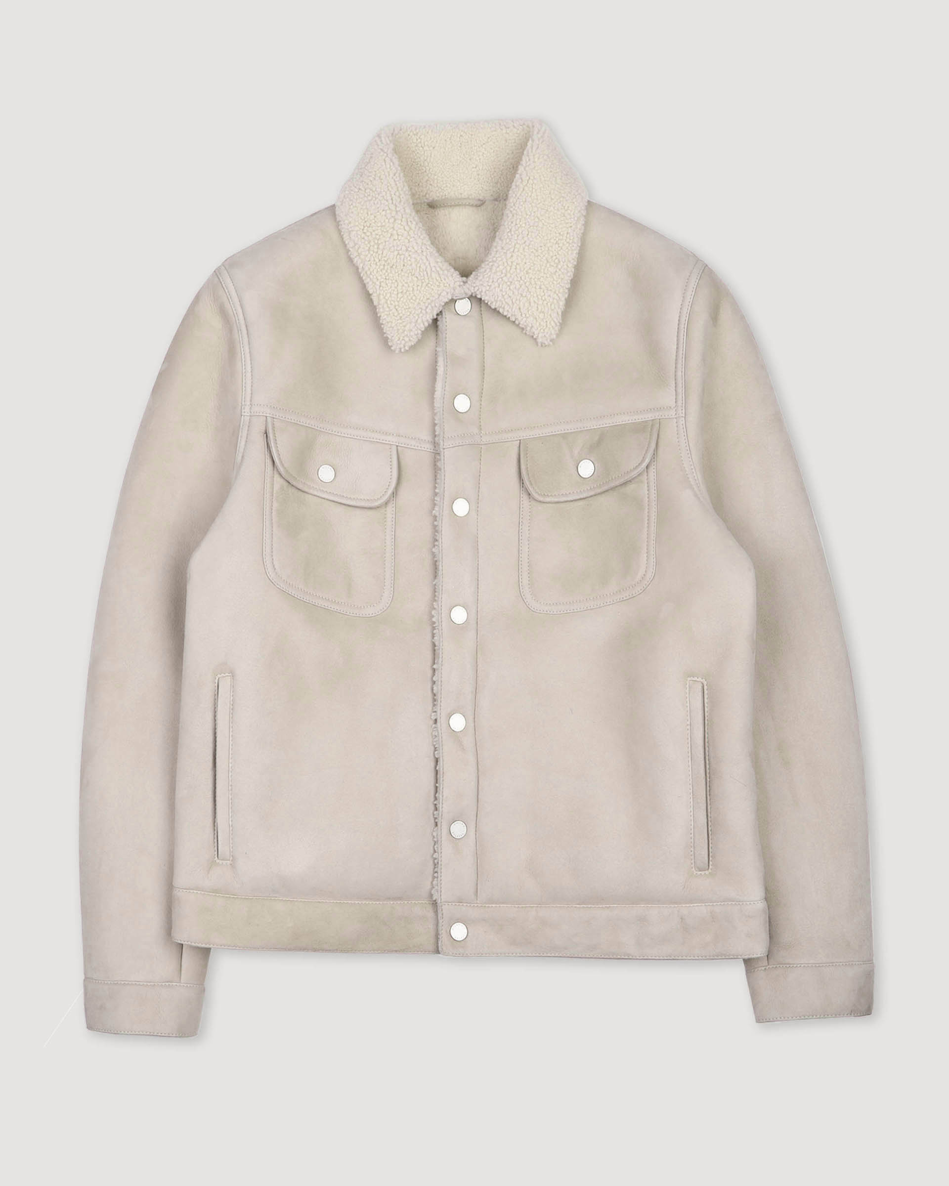 Trucker jacket in montone suede. Panna - Off white