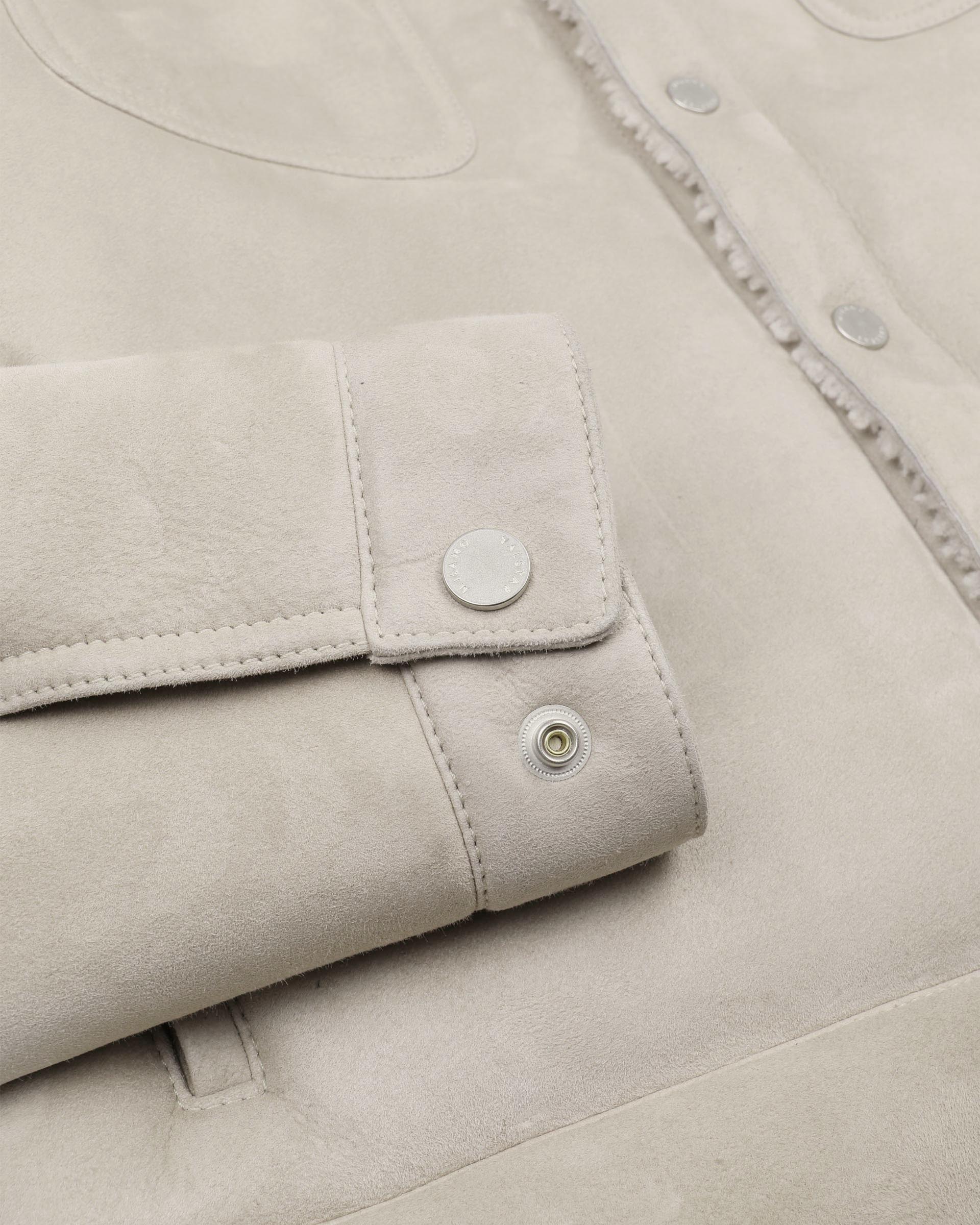 Trucker jacket in montone suede. Panna - Off white