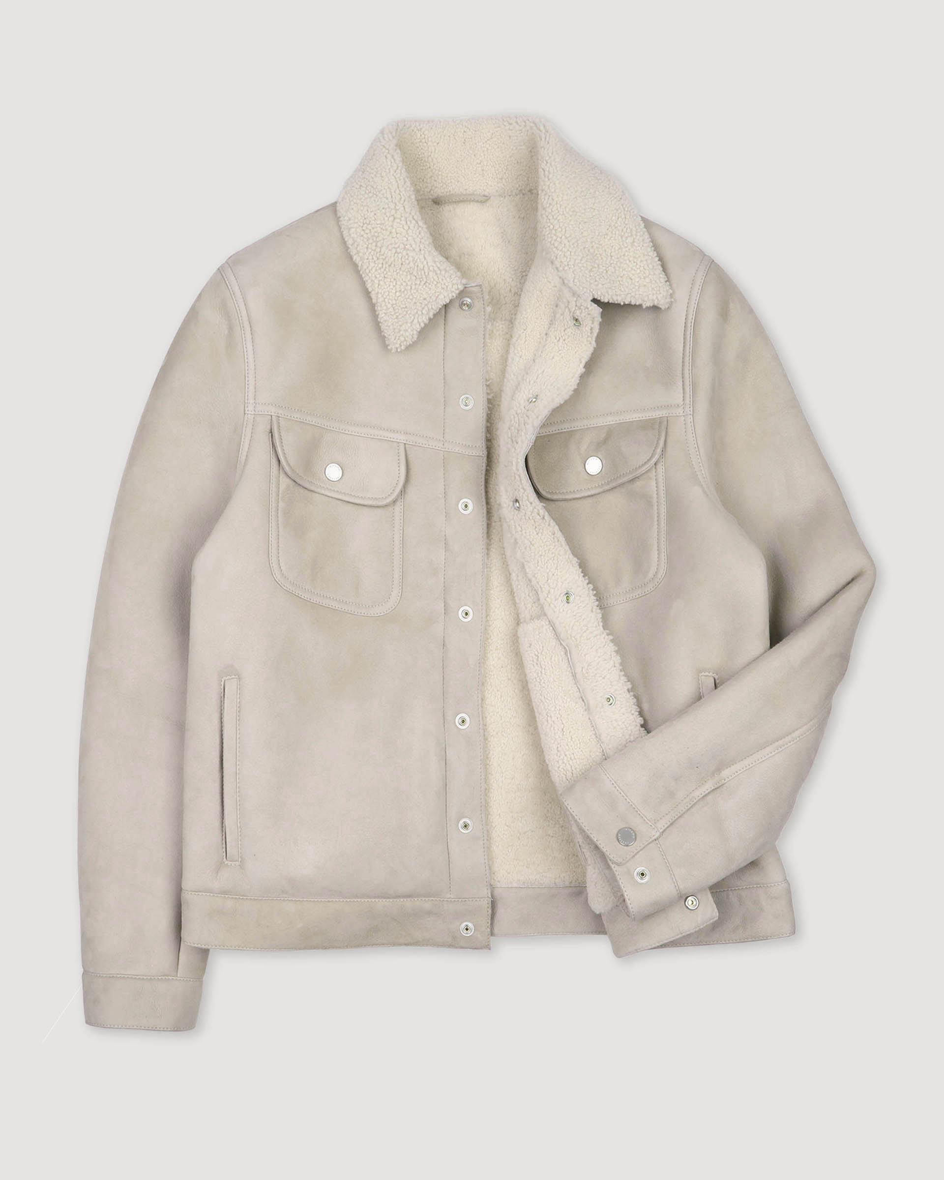 Trucker jacket in montone suede. Panna - Off white