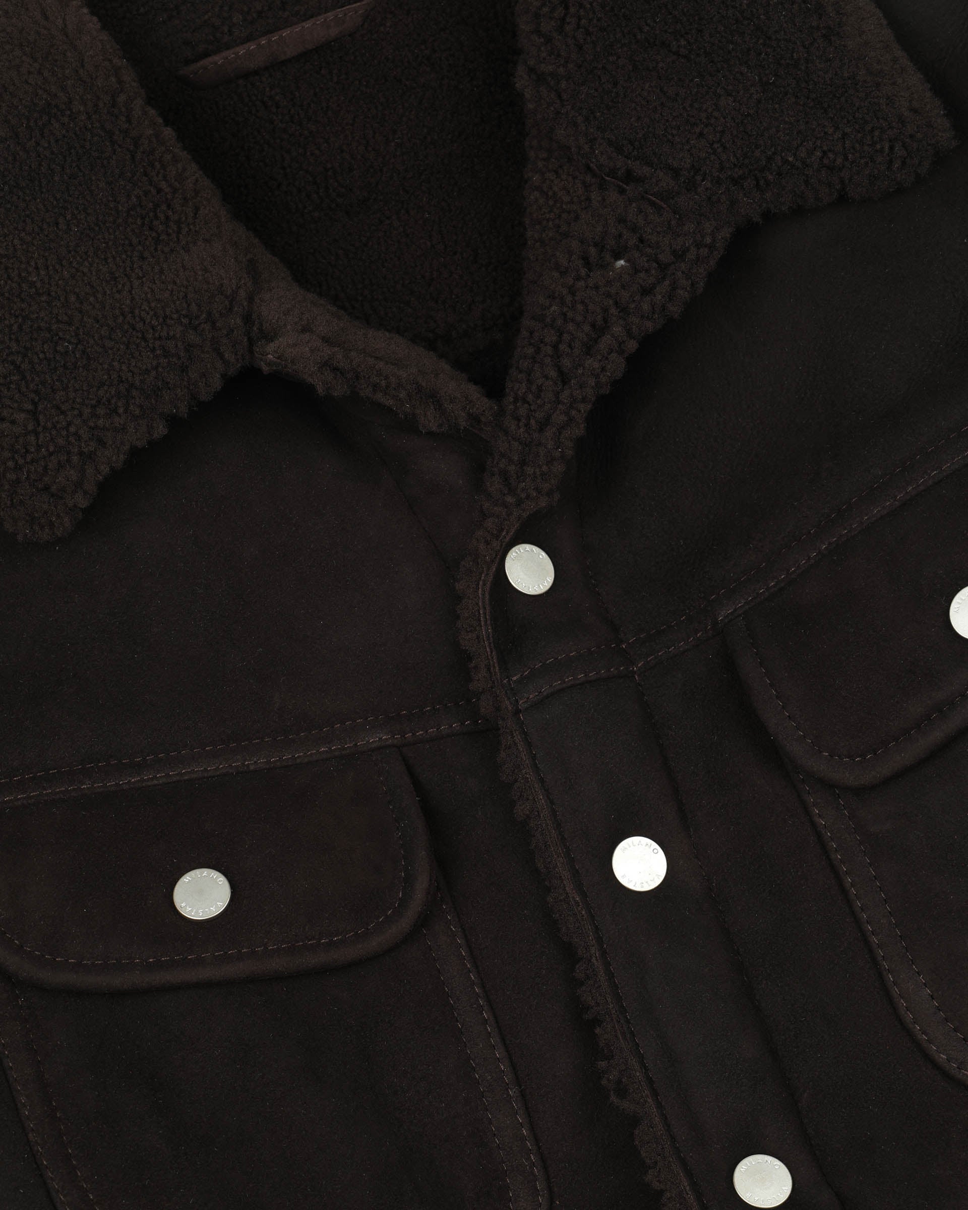 Davis shearling suede trucker jacket. Brown - Caffè
