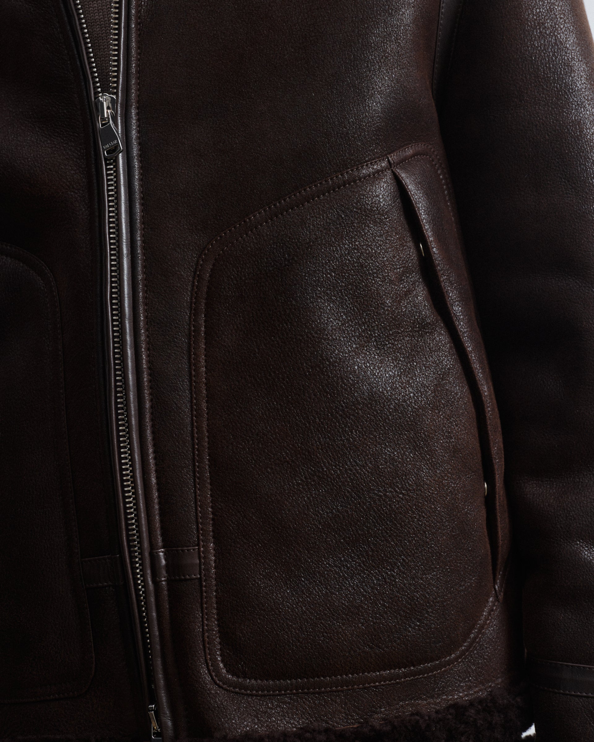 Corbun waxed shearling suede flight jacket. - Testa di moro