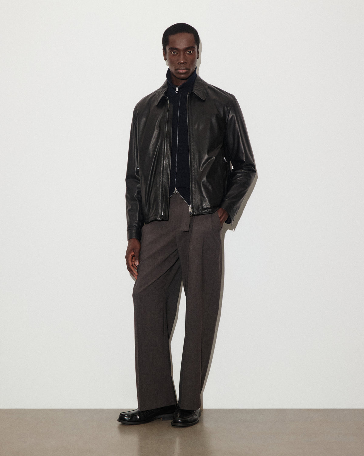 Giubbotto Duke realizzato in cervo e foderato in cashmere. Black - Black
