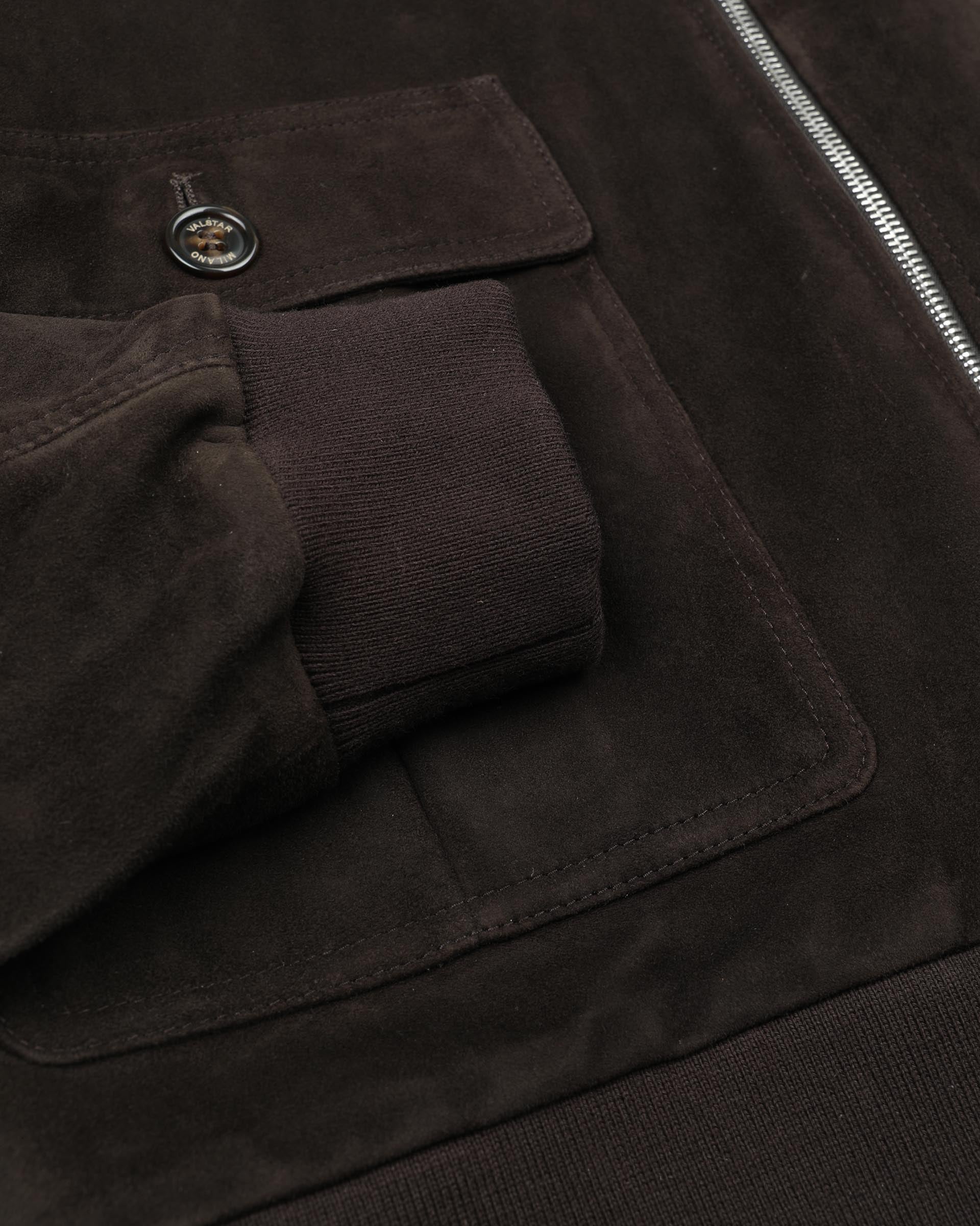 Giubbotto con zip reversibile in suede e tessuto waterproof. Verde - Ebano/Military