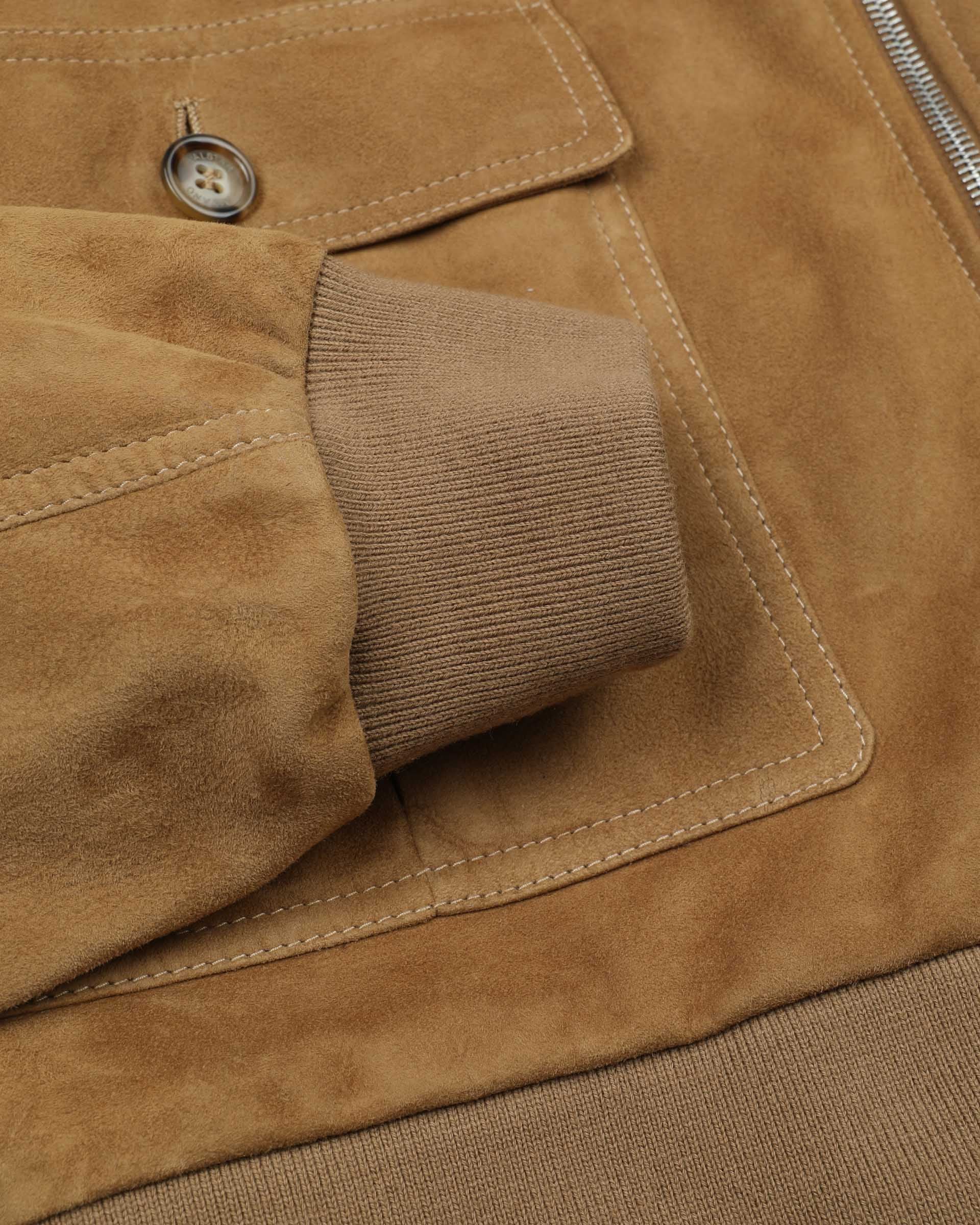 Giubbotto con zip reversibile in suede e tessuto waterproof. Verde - Arachide/Military