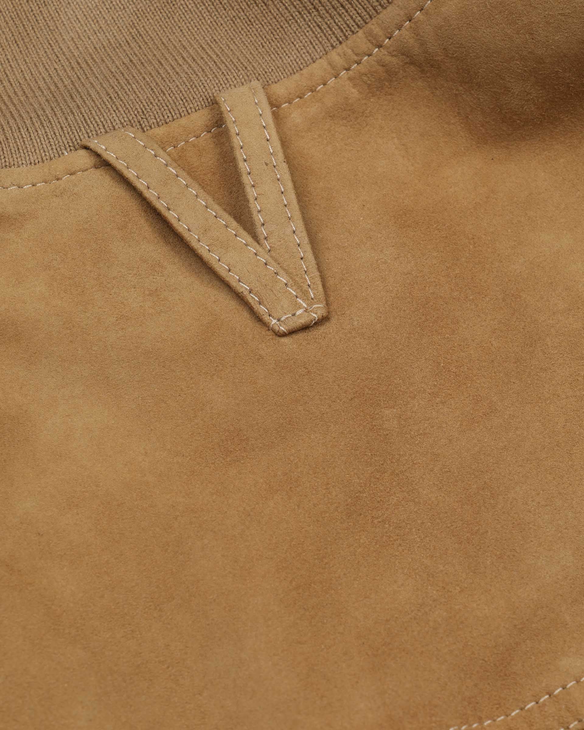 Giubbotto con zip reversibile in suede e tessuto waterproof. Verde - Arachide/Military