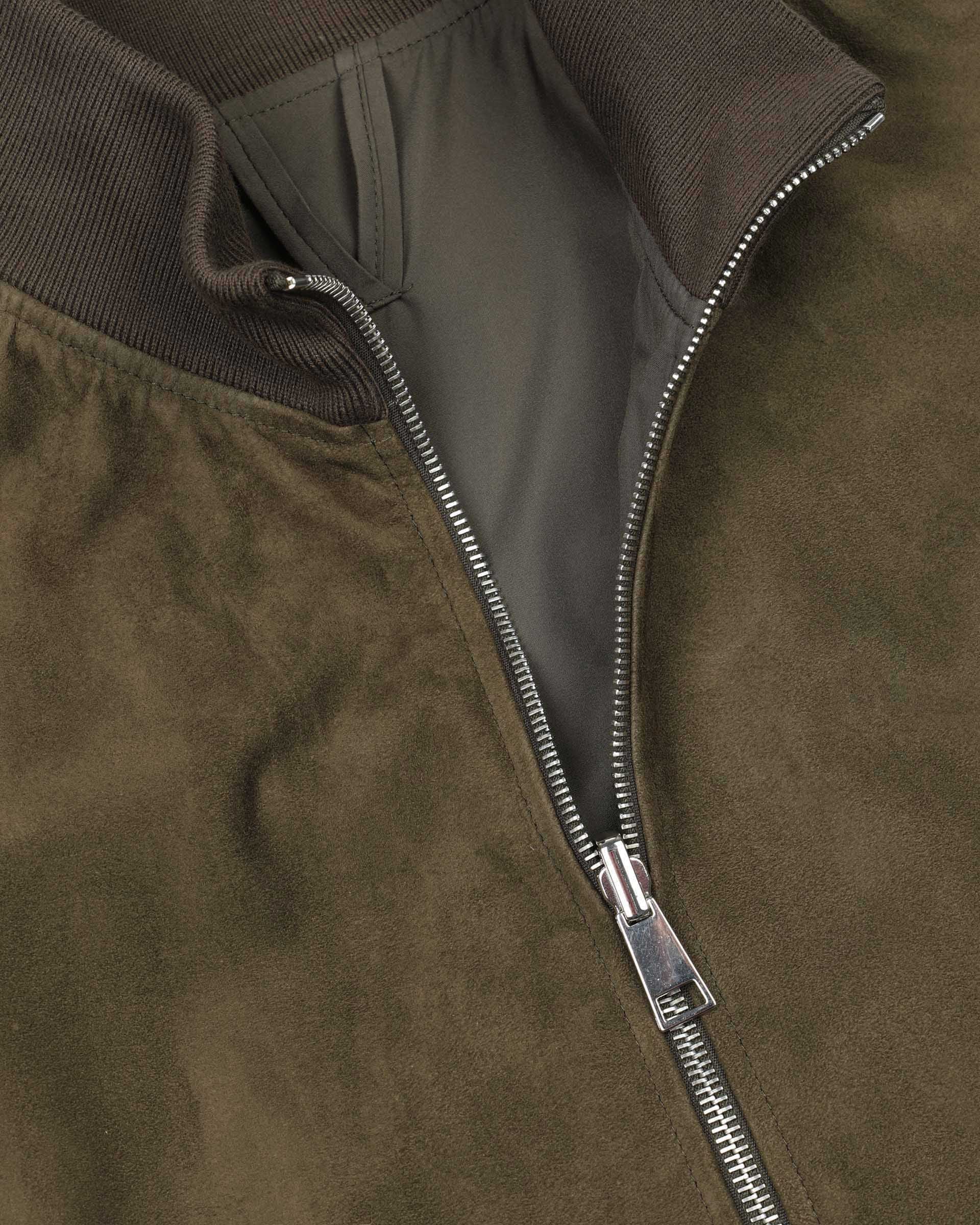 Giubbotto con zip reversibile in suede e tessuto waterproof. Verde - Muschio/Military