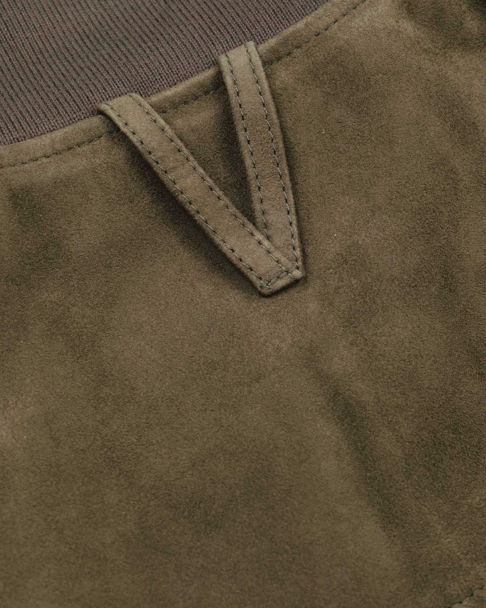 Giubbotto con zip reversibile in suede e tessuto waterproof. Verde - Muschio/Military