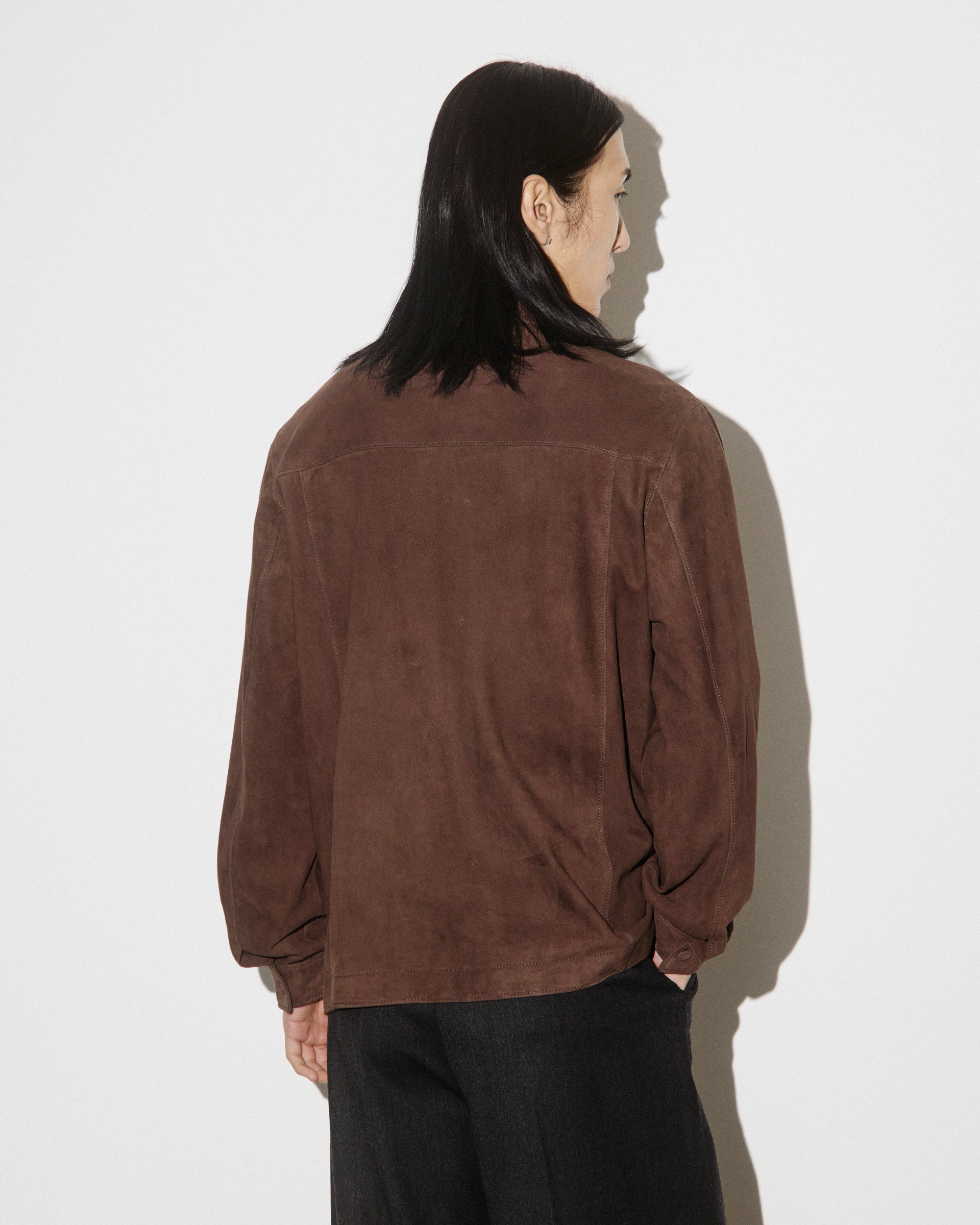 Overshirt Blackey in suede, sfoderata. Marrone - Caffè