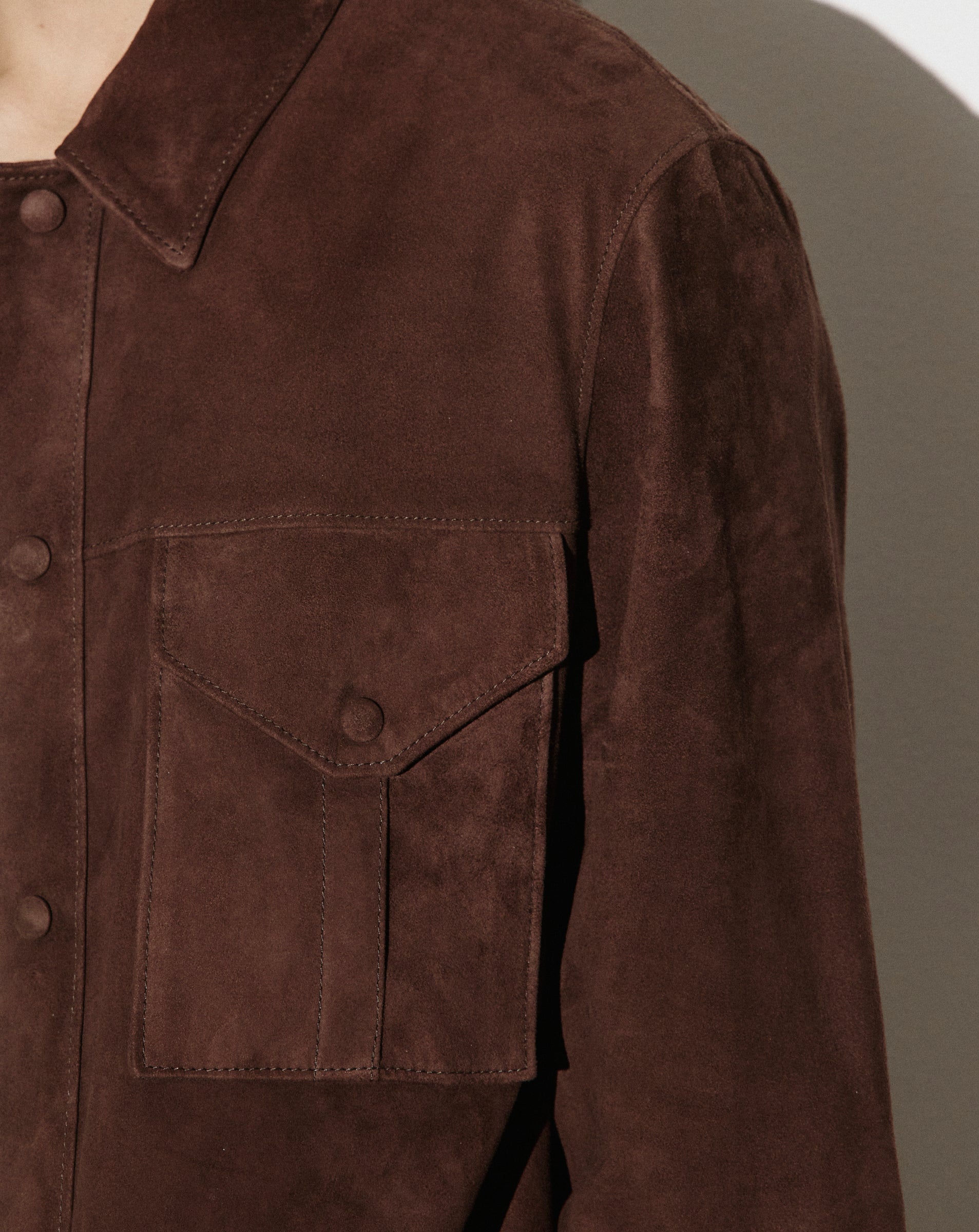 Overshirt Blackey in suede, sfoderata. Marrone - Caffè