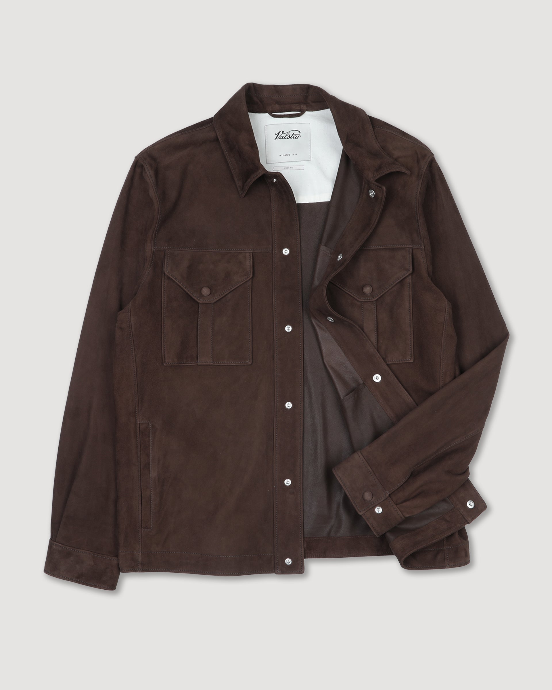 Overshirt Blackey in suede, sfoderata. Marrone - Caffè