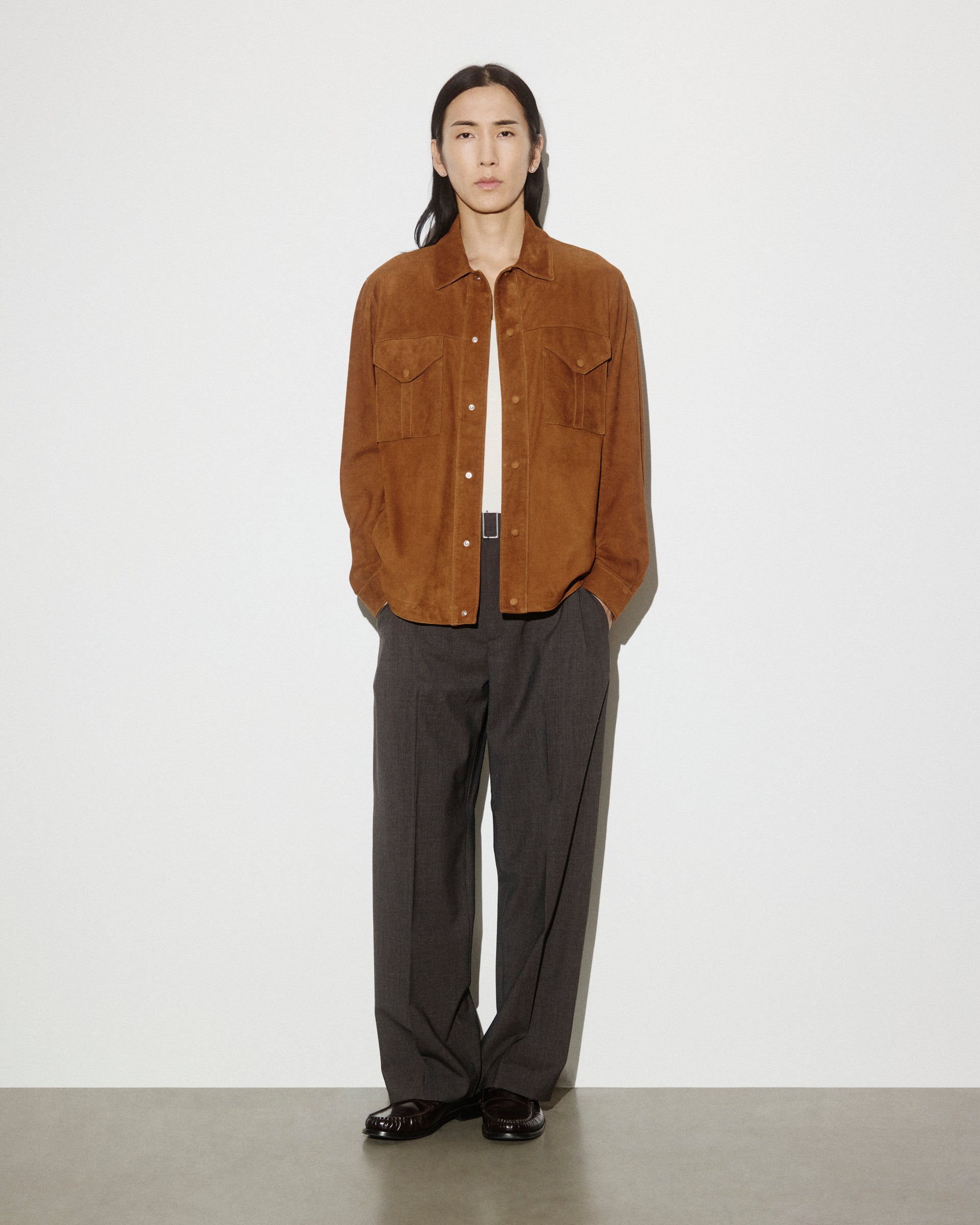 Overshirt Blackey in suede, sfoderata. Marrone - Sandal