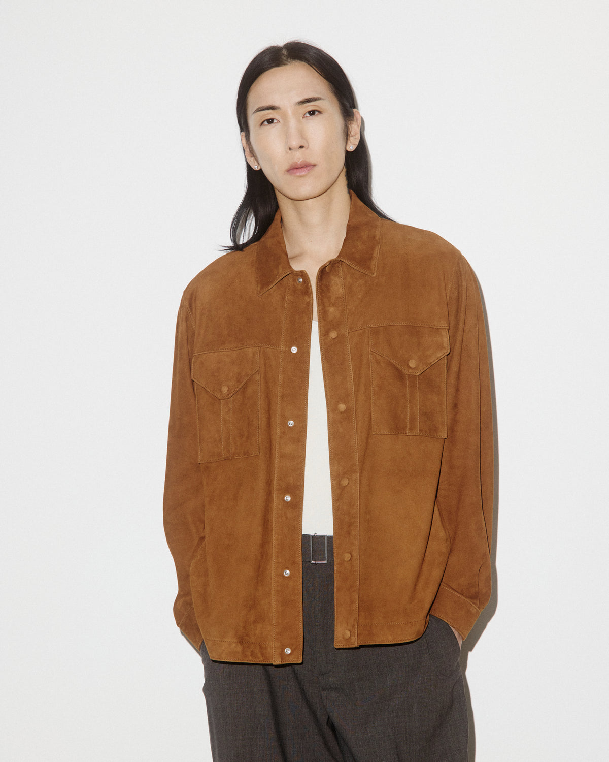 Overshirt Blackey in suede, sfoderata. Marrone - Sandal