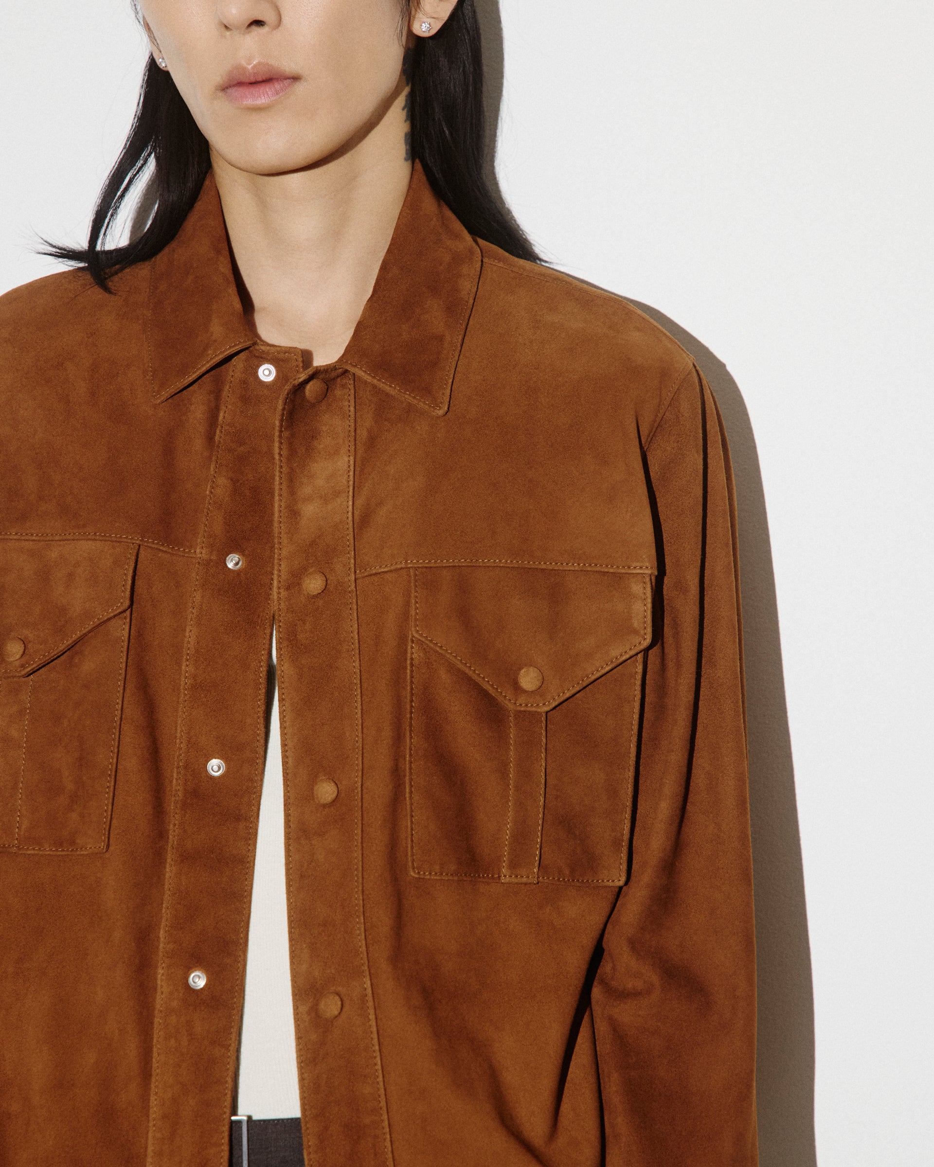 Overshirt Blackey in suede, sfoderata. Marrone - Sandal