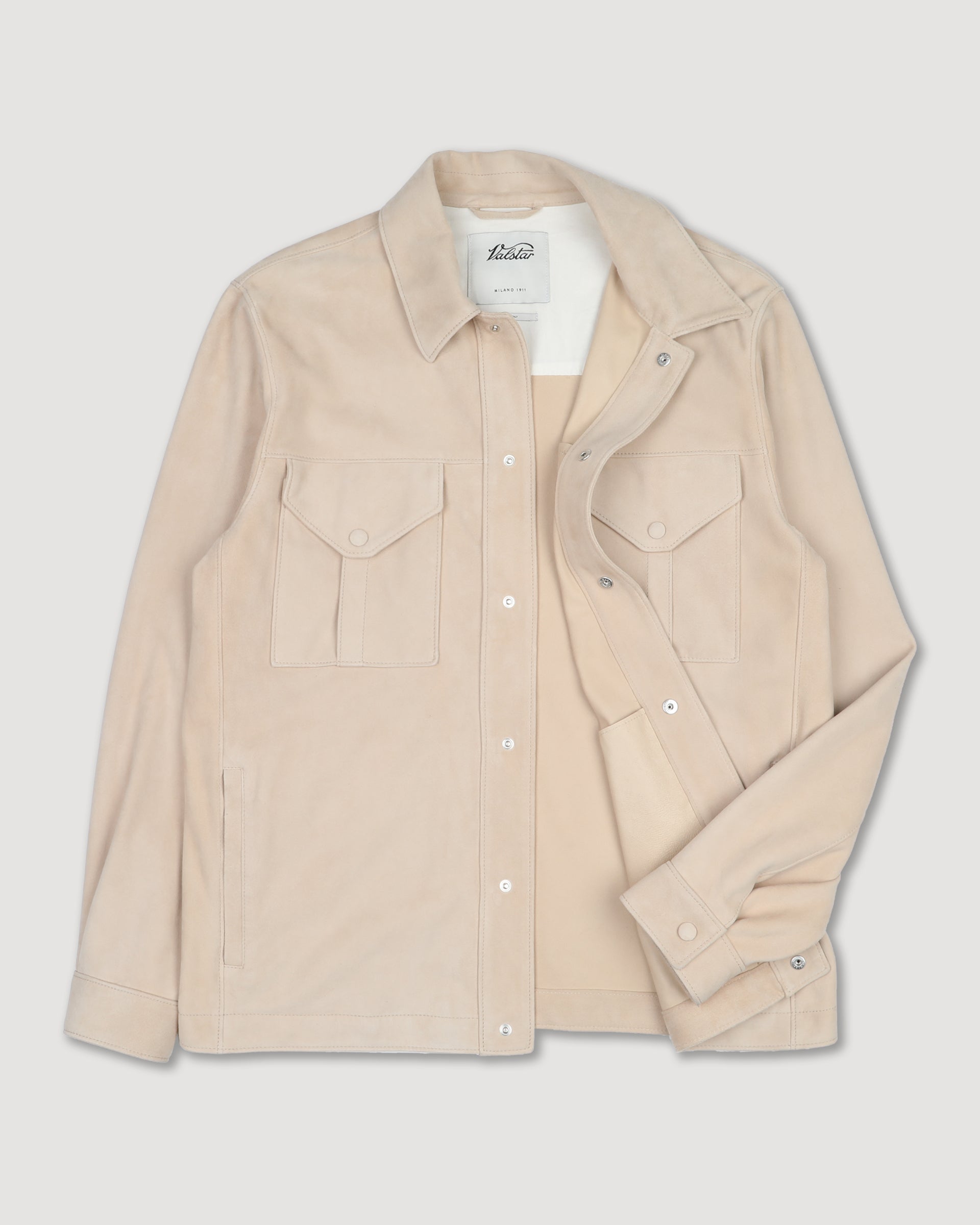 Overshirt Blackey in suede, sfoderata. Beige - Sisal